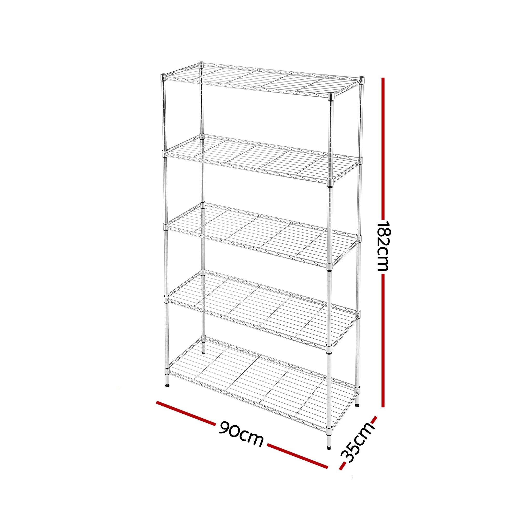 3 Artiss 5-Tier Kitchen Rack Shelf Shelving 90x35x182CM Adjustable Metal Storage Shelves - Silver, 3 of 9
