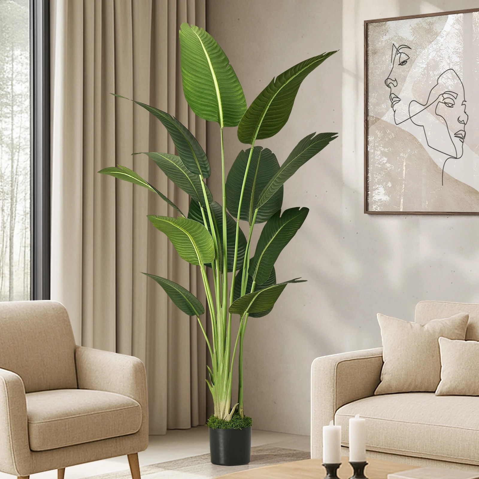 3 Livsip 180cm Artificial Bird of Paradise Plant Fake Palm Tree, 3 of 9
