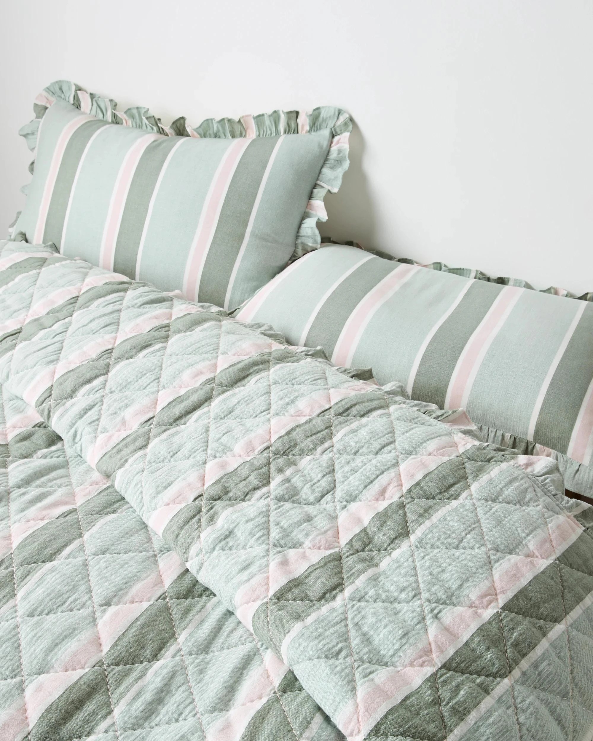 2 Target Aubrey Ruffle Coverlet Set - Super King Bed - Green, 2 of 3