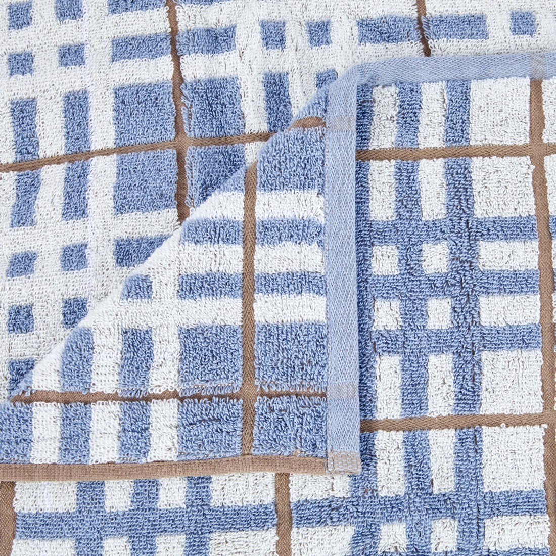 2 Cotton Check Bath Towel - Blue, 2 of 5