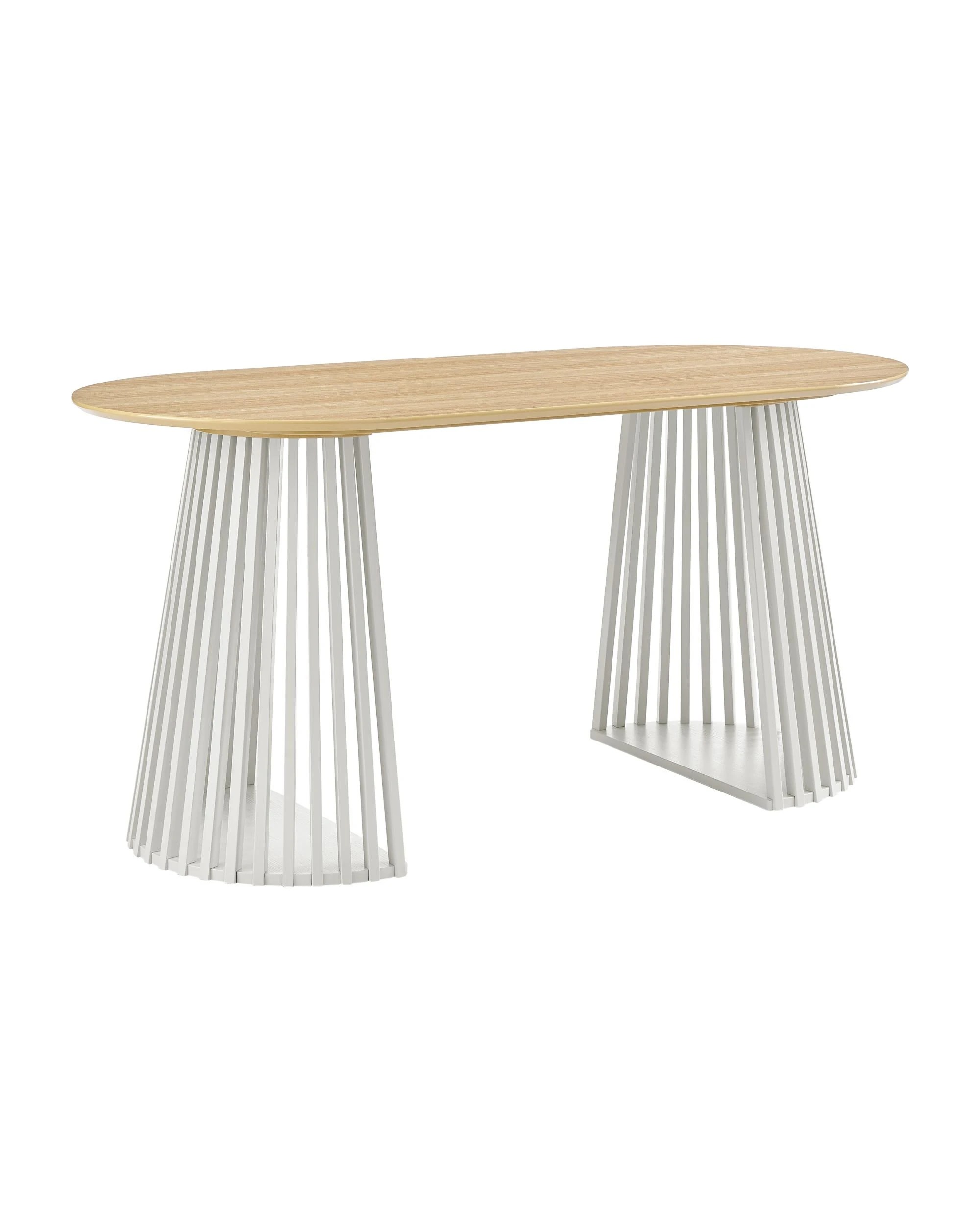 1 Kodu Oval Rounded Dining Table 160cm White and Oak, 1 of 8
