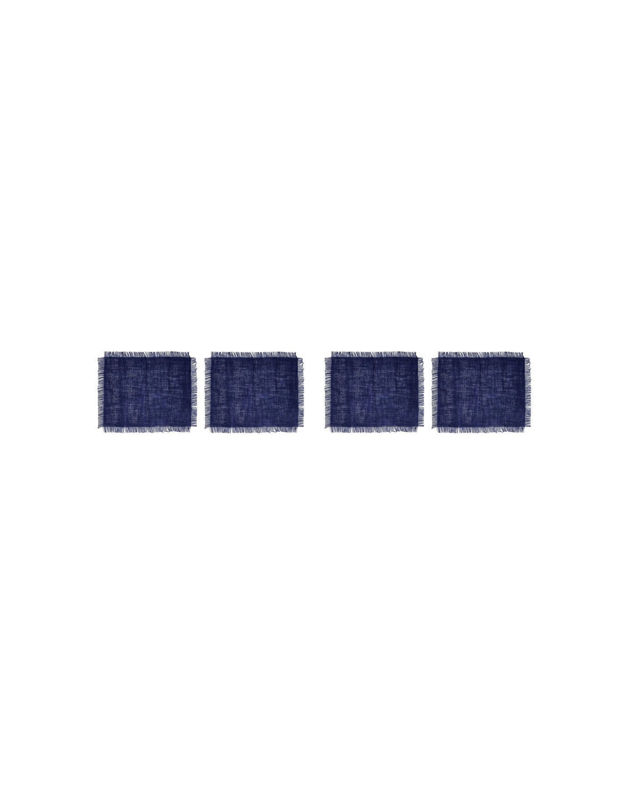 1 Mikasa 4pc Rectangle Jute Placemats Set Rustic Frayed Edges Durable - Blue, 1 of 7