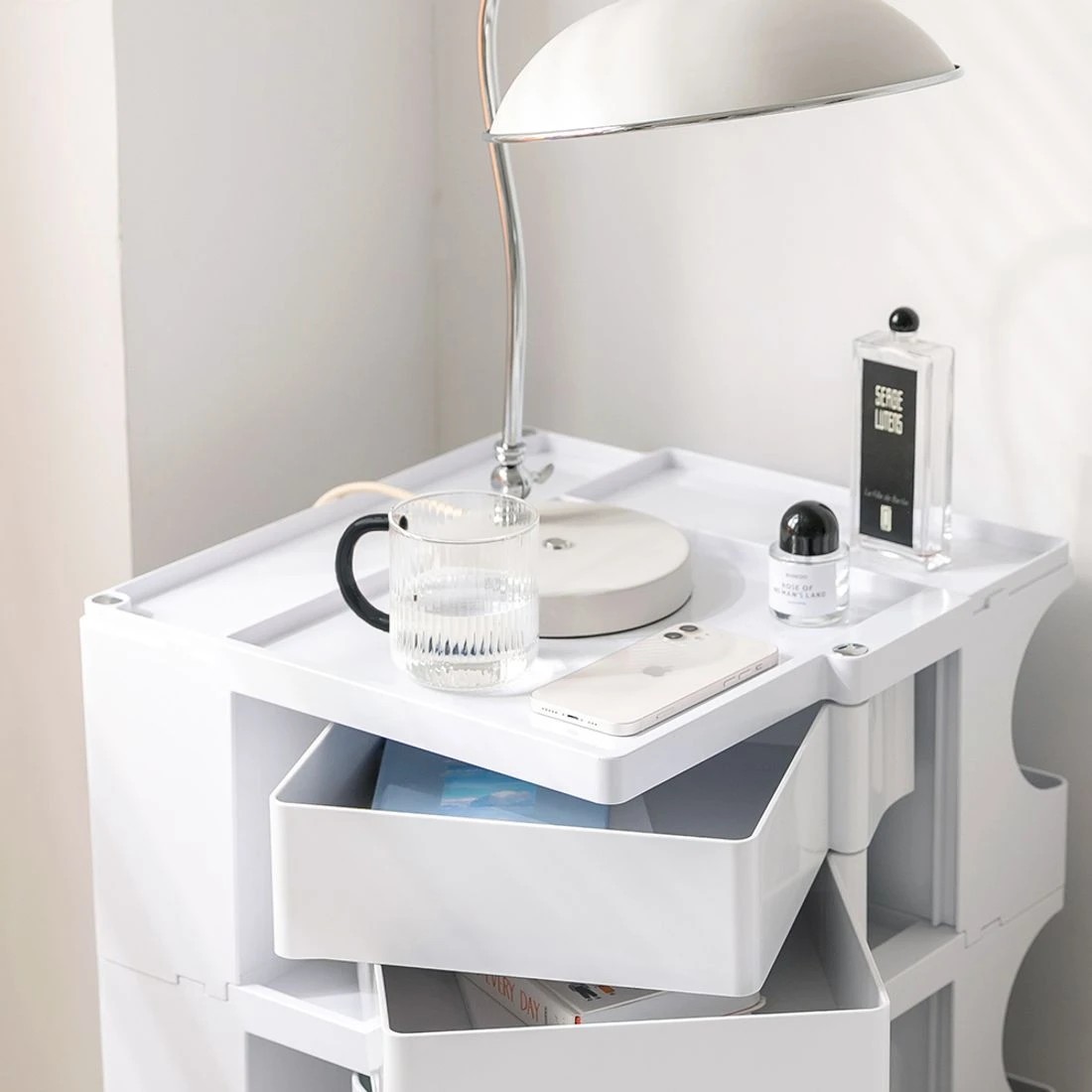 4 Artiss Storage Trolley Cart Bedside Table 5 Tier - White, 4 of 9