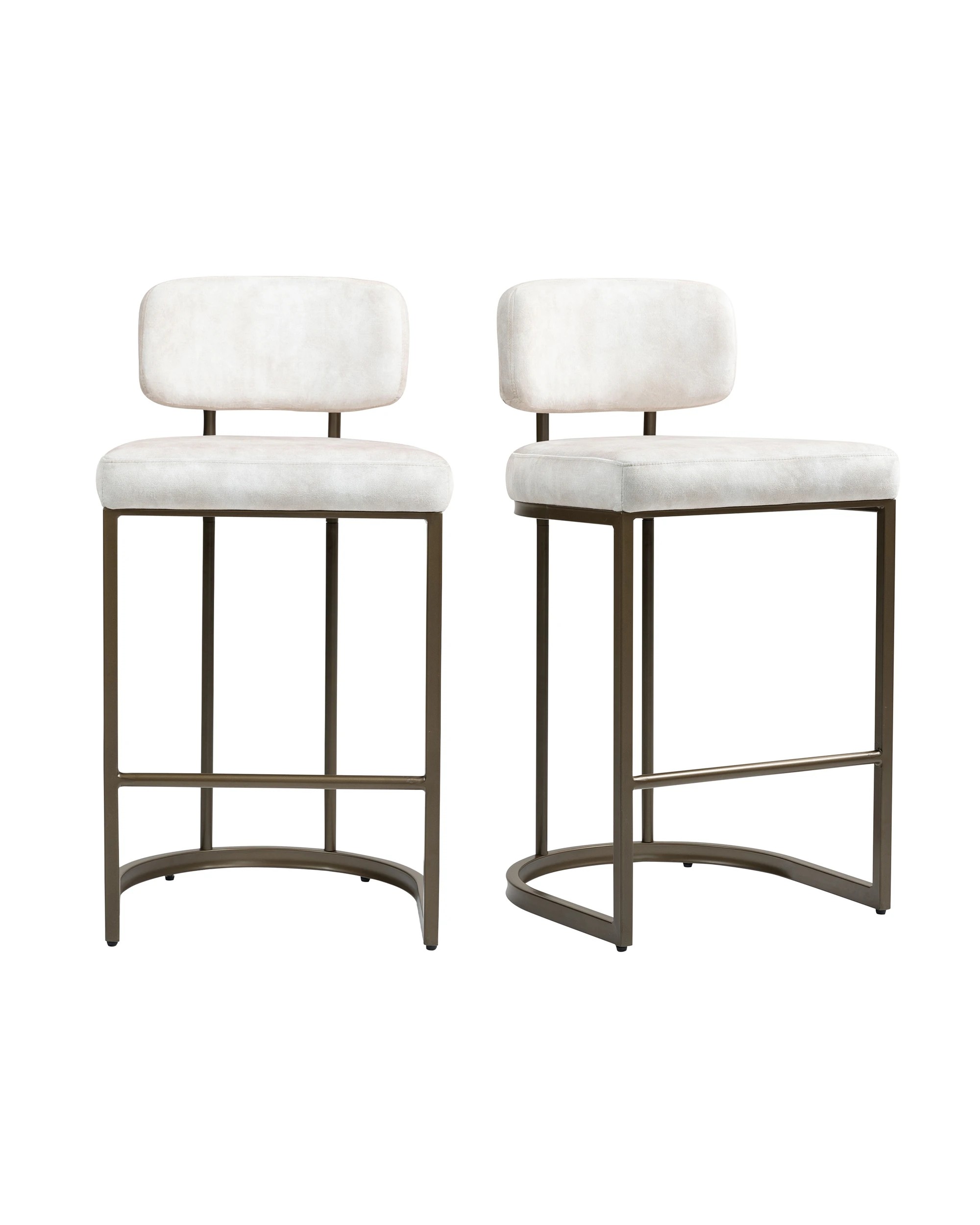 1 IHOMDEC Velvet Bar Stools Set of 2 - Beige - Beige, 1 of 10