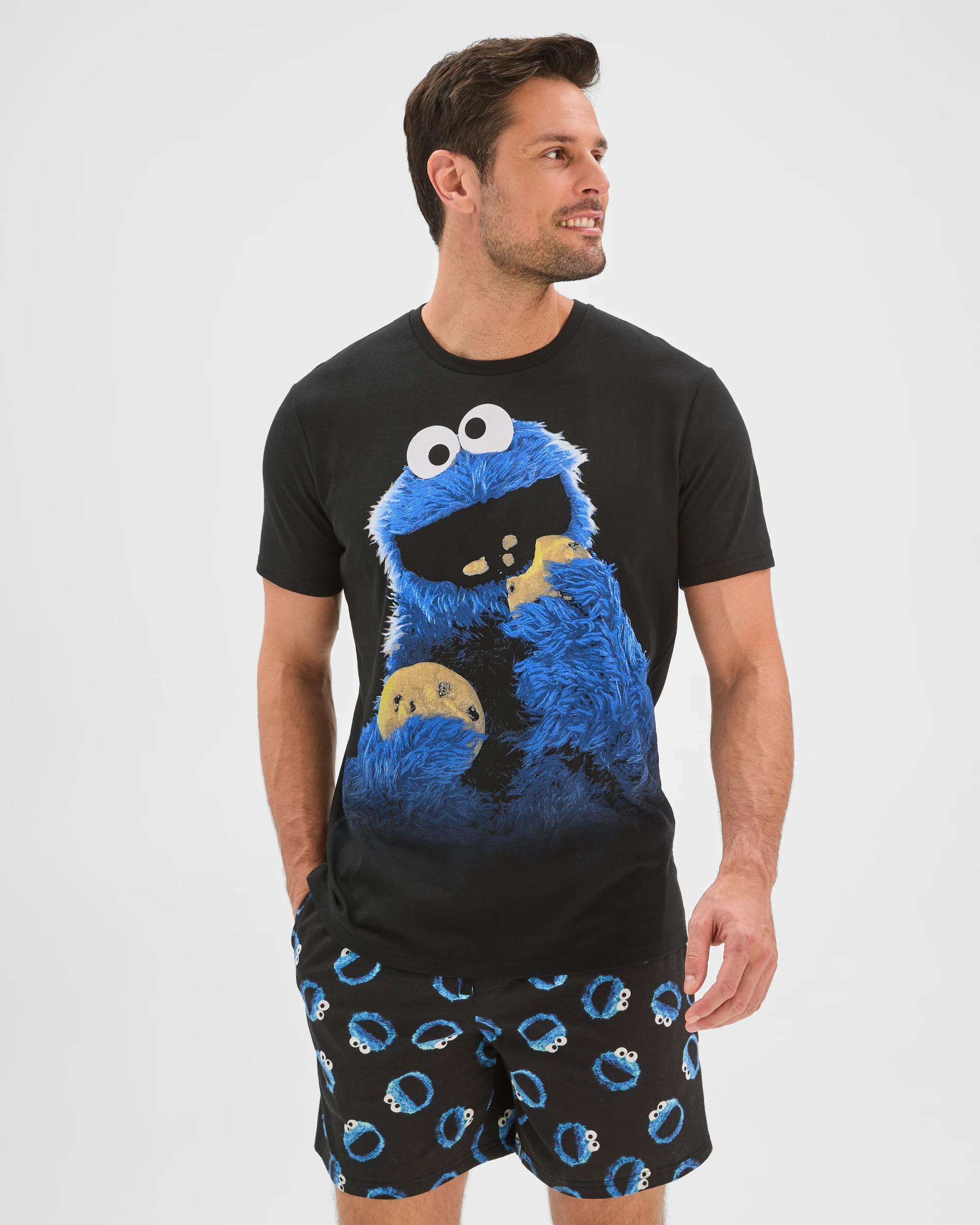 2 Sesame Street Top and Shorts Pyjama Set BLACK COOKIE MONSTER, 2 of 6