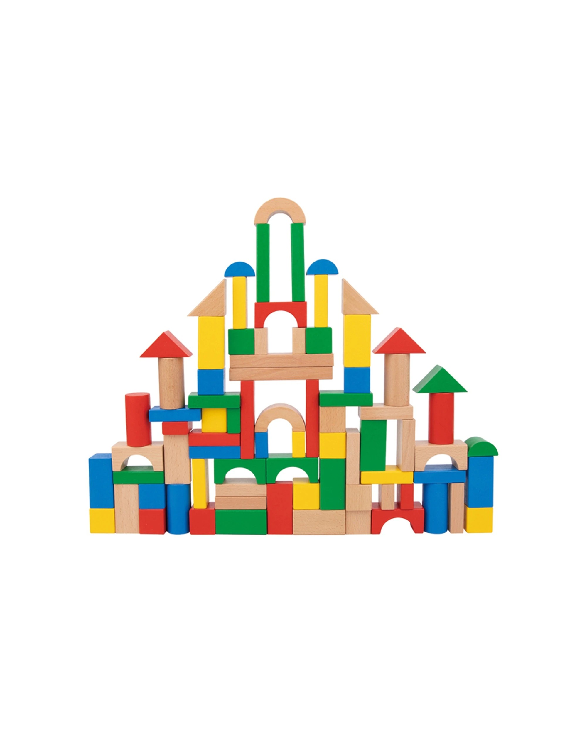 2 Tooky Toy 100pc Wooden Blocks Shape Interactive Fun Play Set Kids Children - Multi, 2 of 3
