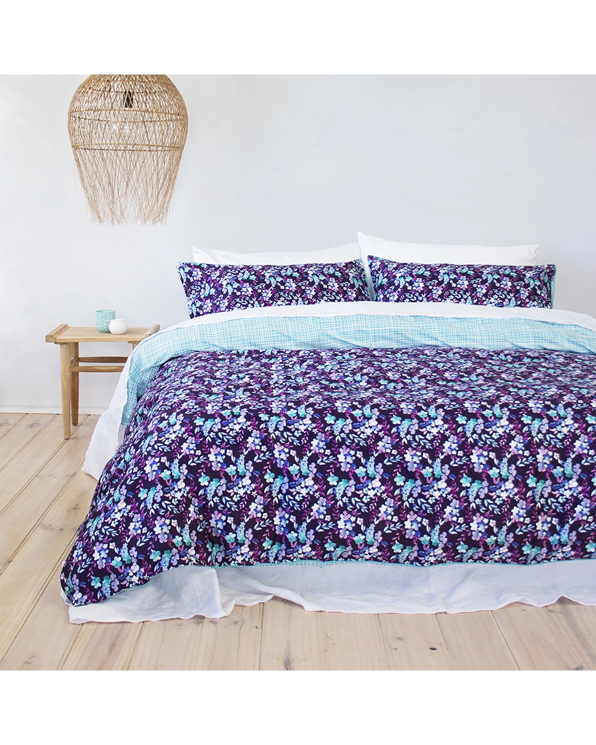 1 BAMBURY Quilt Cover Set Evelyn Cotton Sateen Hand Painted Floral - Queen Bed - Pattern, 1 of 5