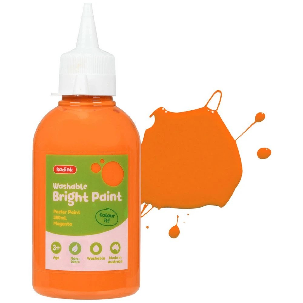 1 Kadink Washable Bright Poster Paint 250mL Orange, 1 of 4