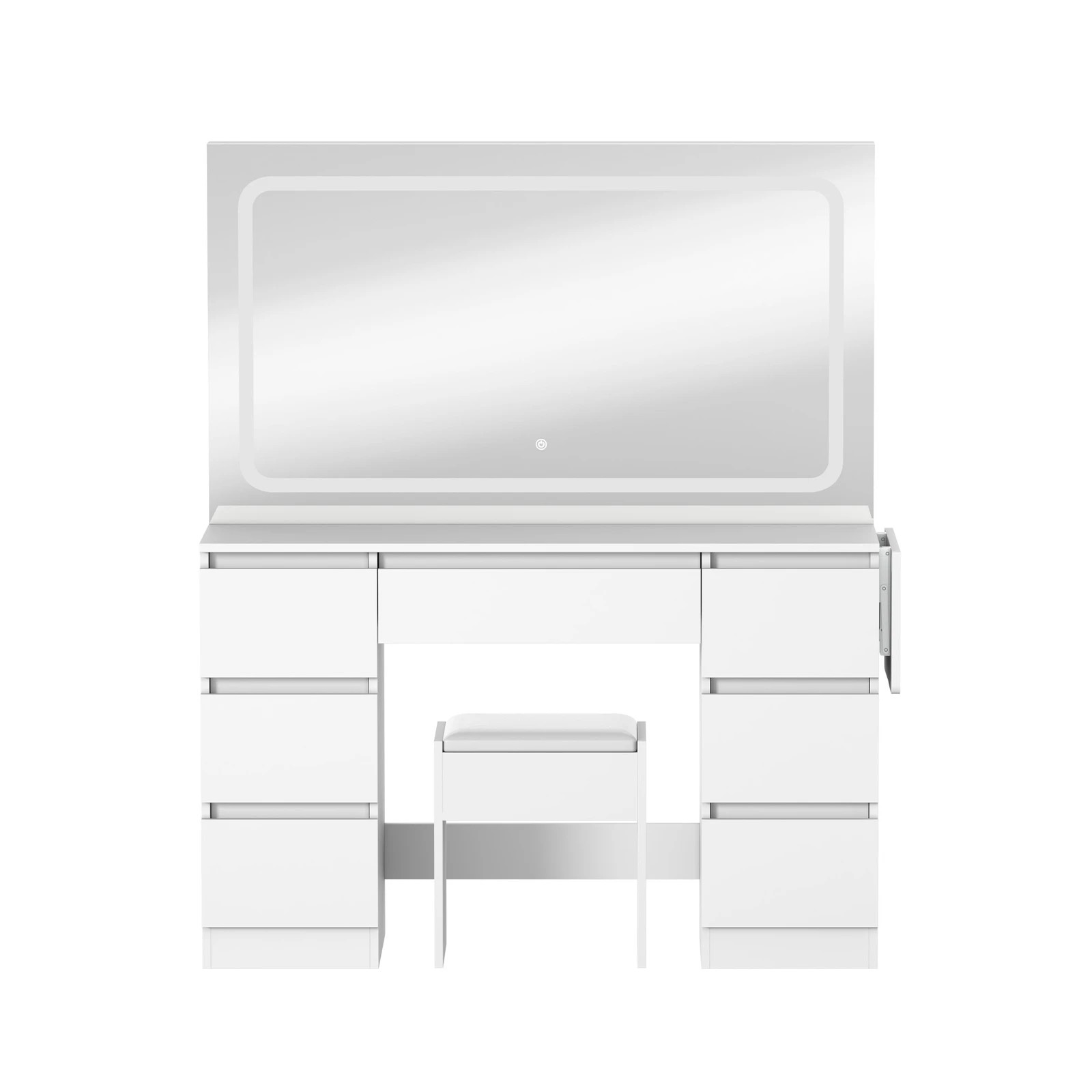7 Oikiture Dressing Table Stool Set with LED Makeup Mirror Vanity Desk 7 Drawers - White, 7 of 8