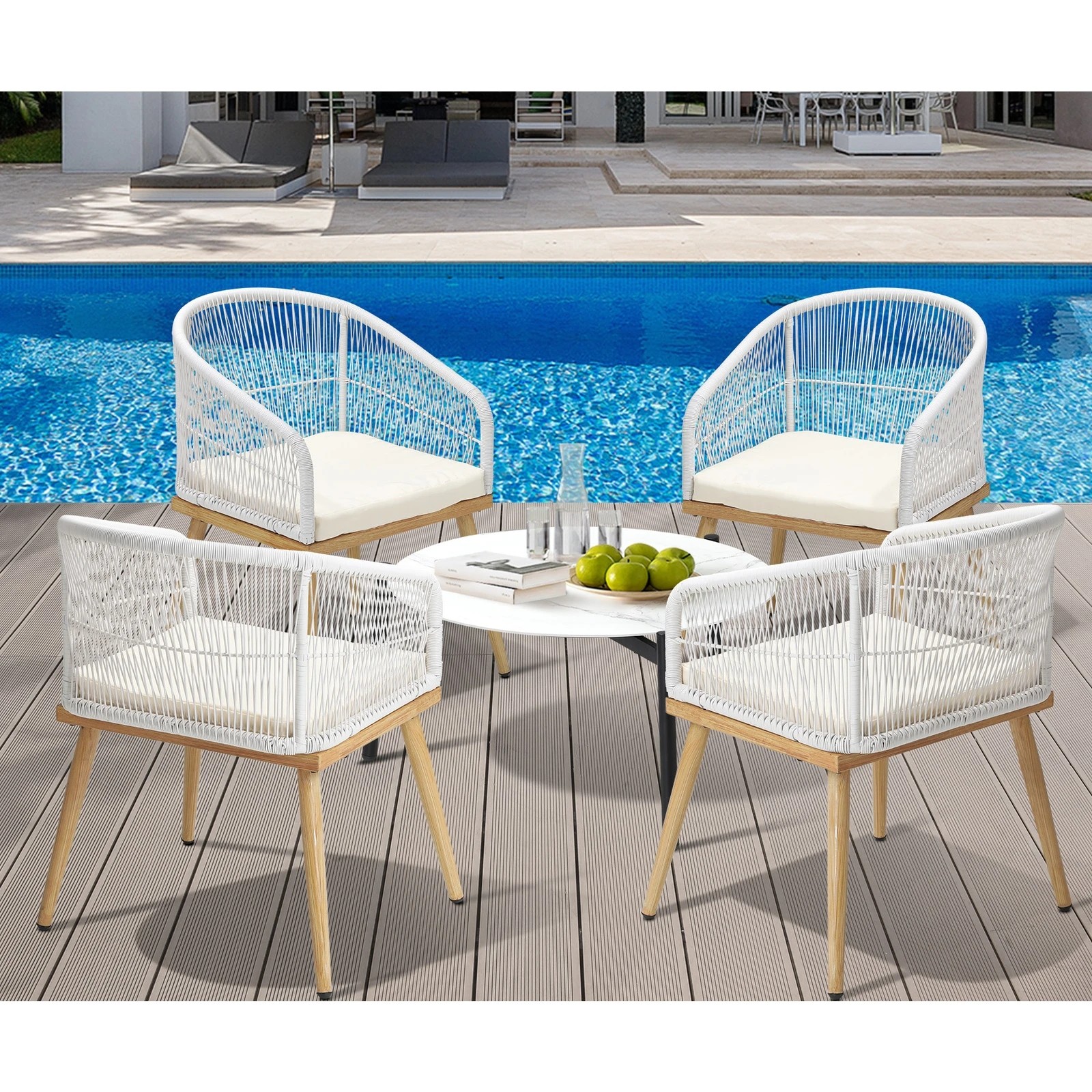 3 Livsip 5 Piece Outdoor Patio Setting Bistro Set Lounge Furniture Sets 70cm Table
 - Multi, 3 of 10