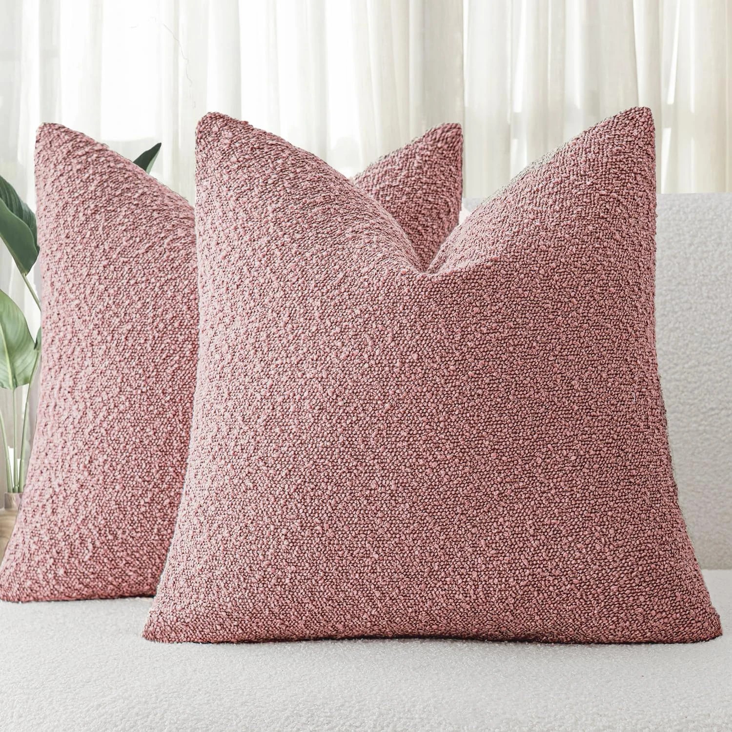 1 Gioia Casa 2-Pack Bouclé Cushion Covers 45x45cm - Pink, 1 of 4