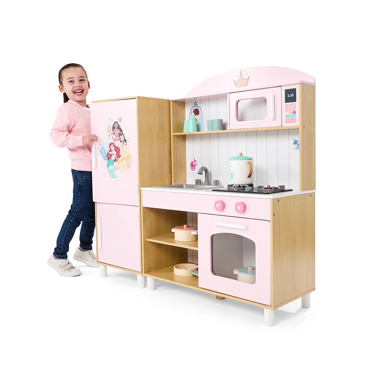 1 Disney Princess Wooden Kitchen with Light and Sound Stove Toy, 1 of 10