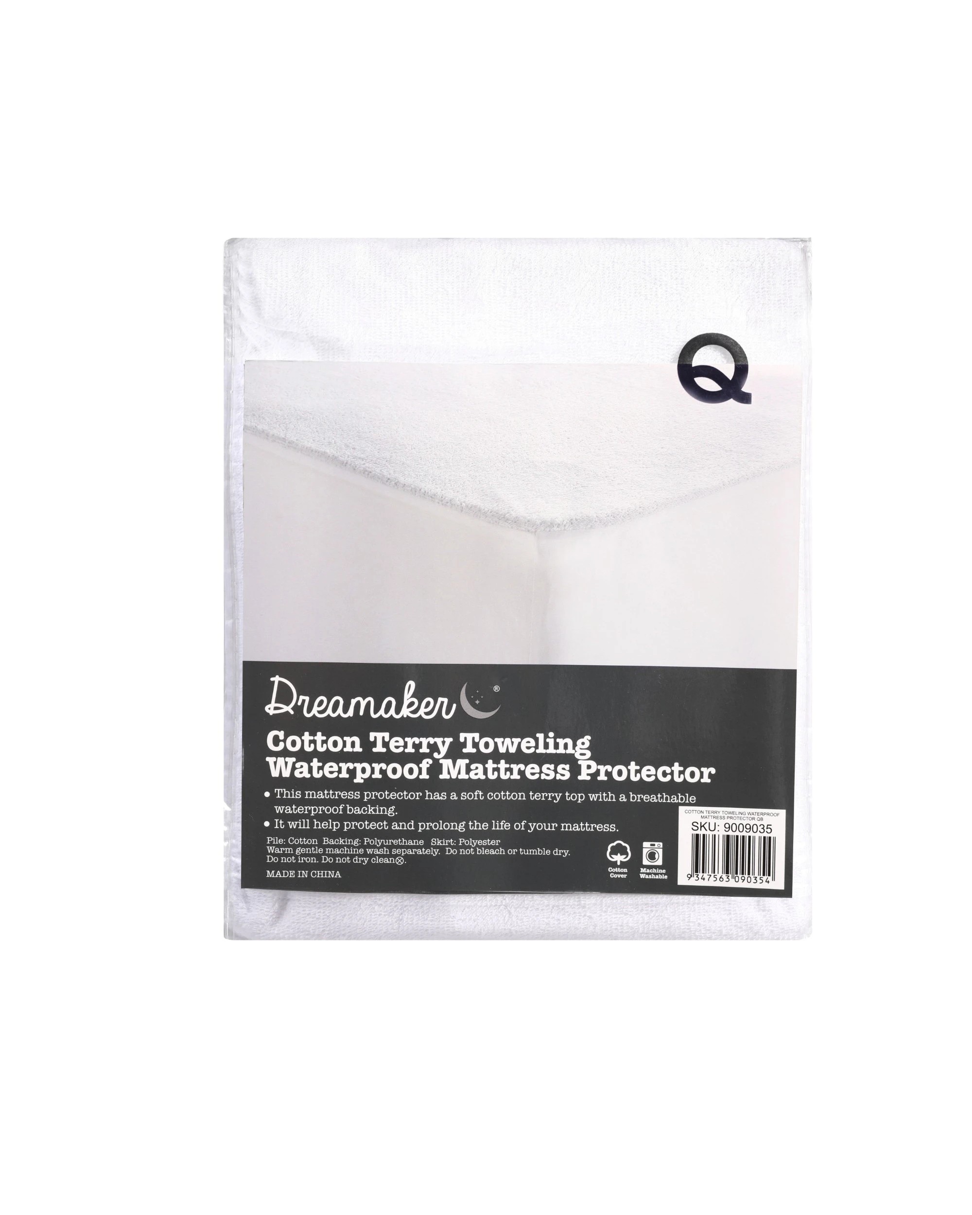 7 Dreamaker Cotton Terry Towelling Waterproof Mattress Protector - Queen Bed - White, 7 of 7
