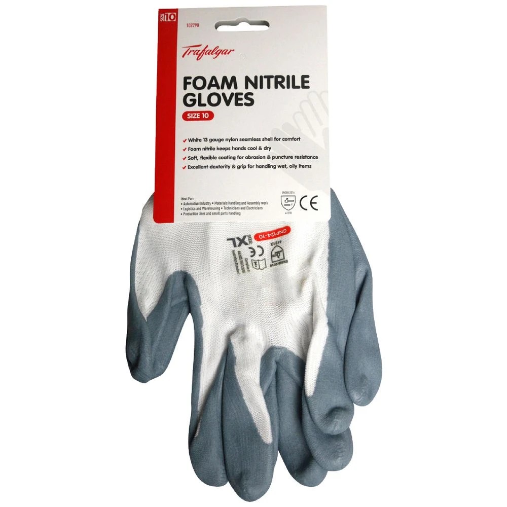 1 Trafalgar Foam Nitrile Gloves Size 10, 1 of 2
