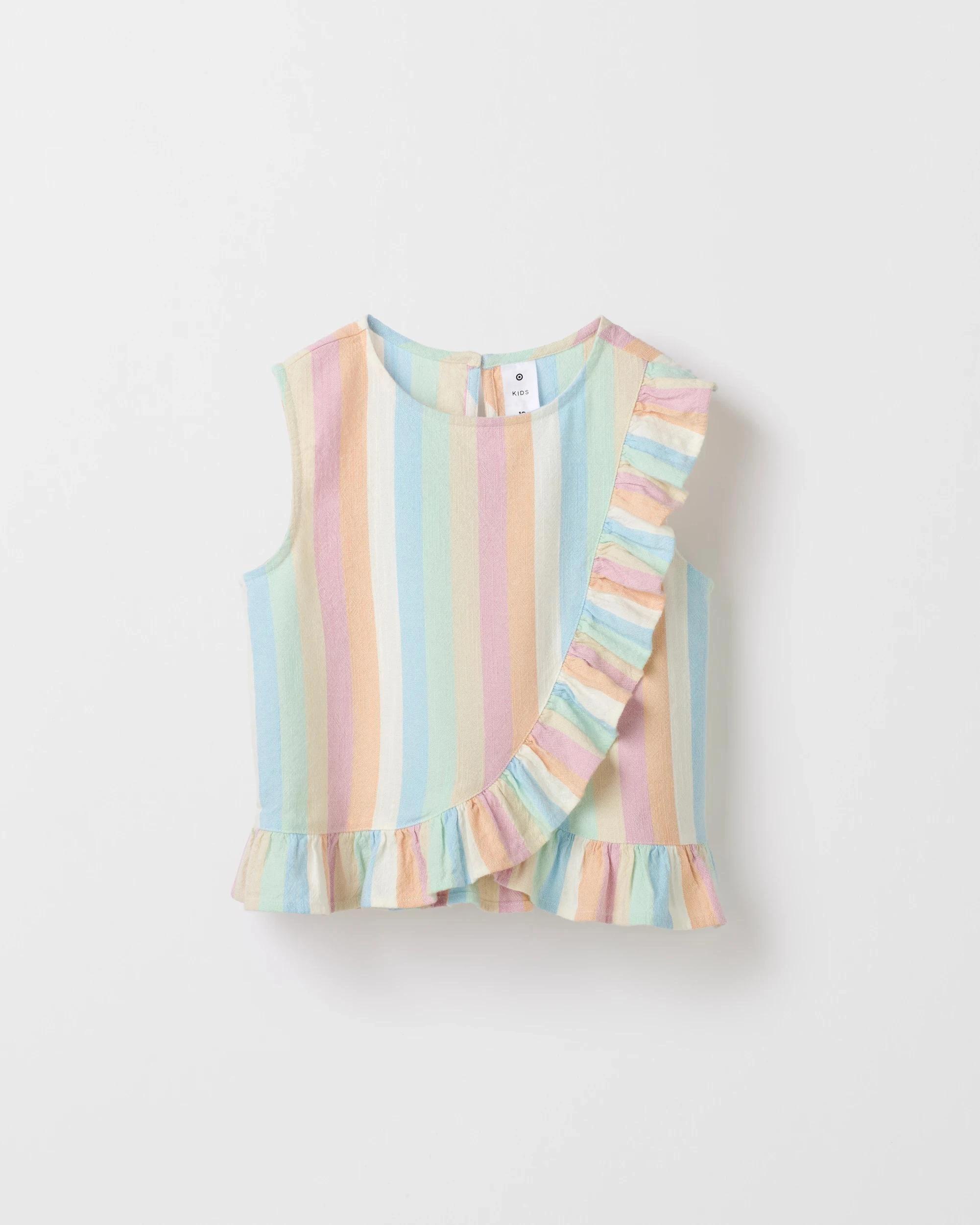 5 Target Woven Cross Front Frill Top STRIPE, 5 of 6