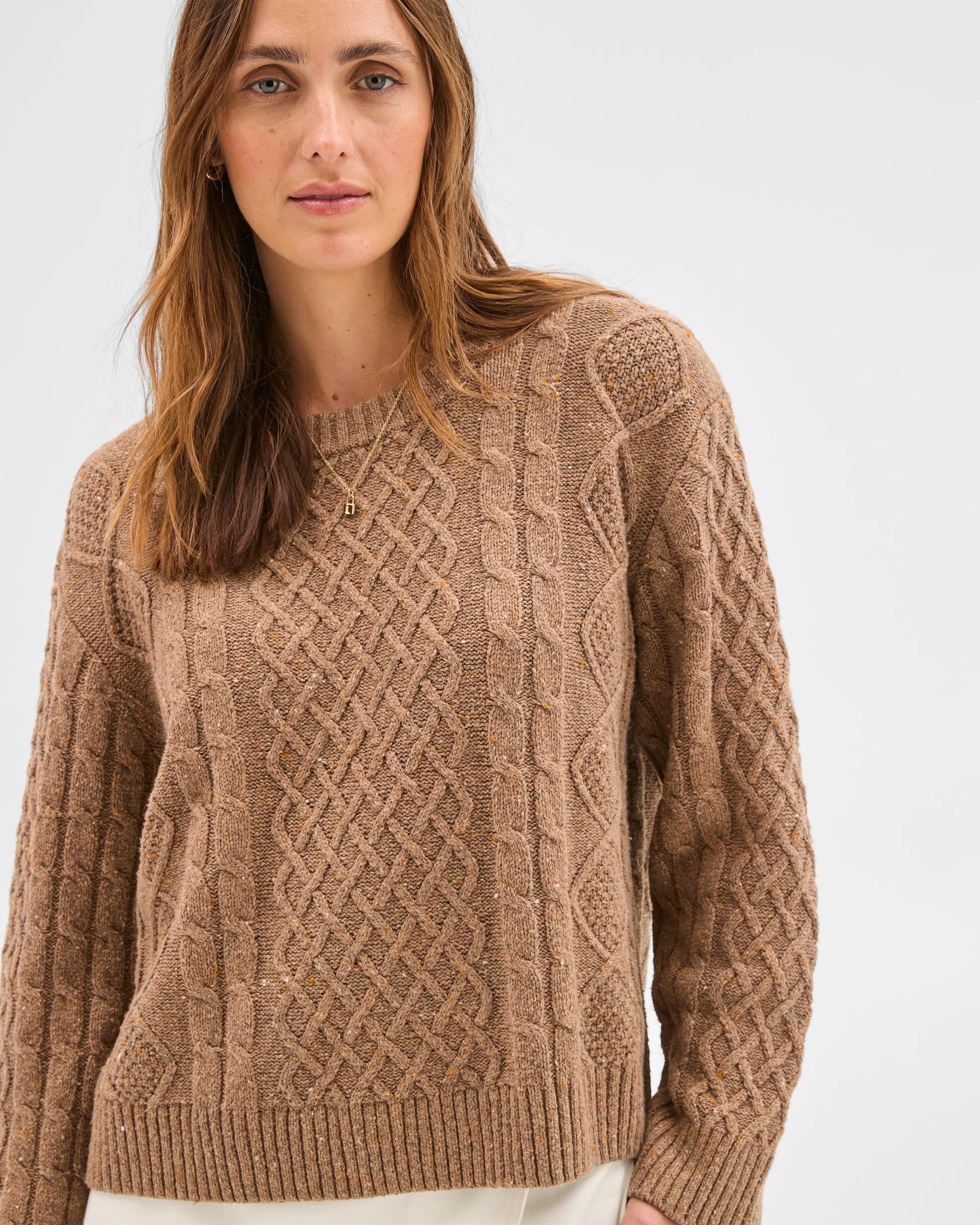 4 Target Woman Australian Cotton Blend Cable Knit Sweater PARTRIDGE, 4 of 9