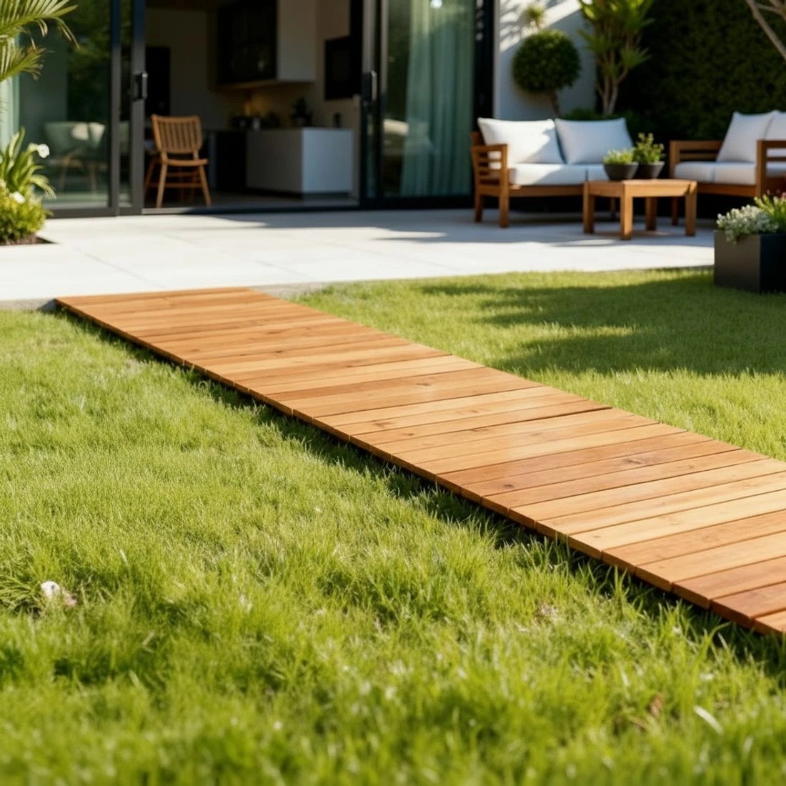4 Gardeon 8FT Wooden Garden Pathway Roll-Out Straight Walkway Outdoor Backyard - Brown, 4 of 6