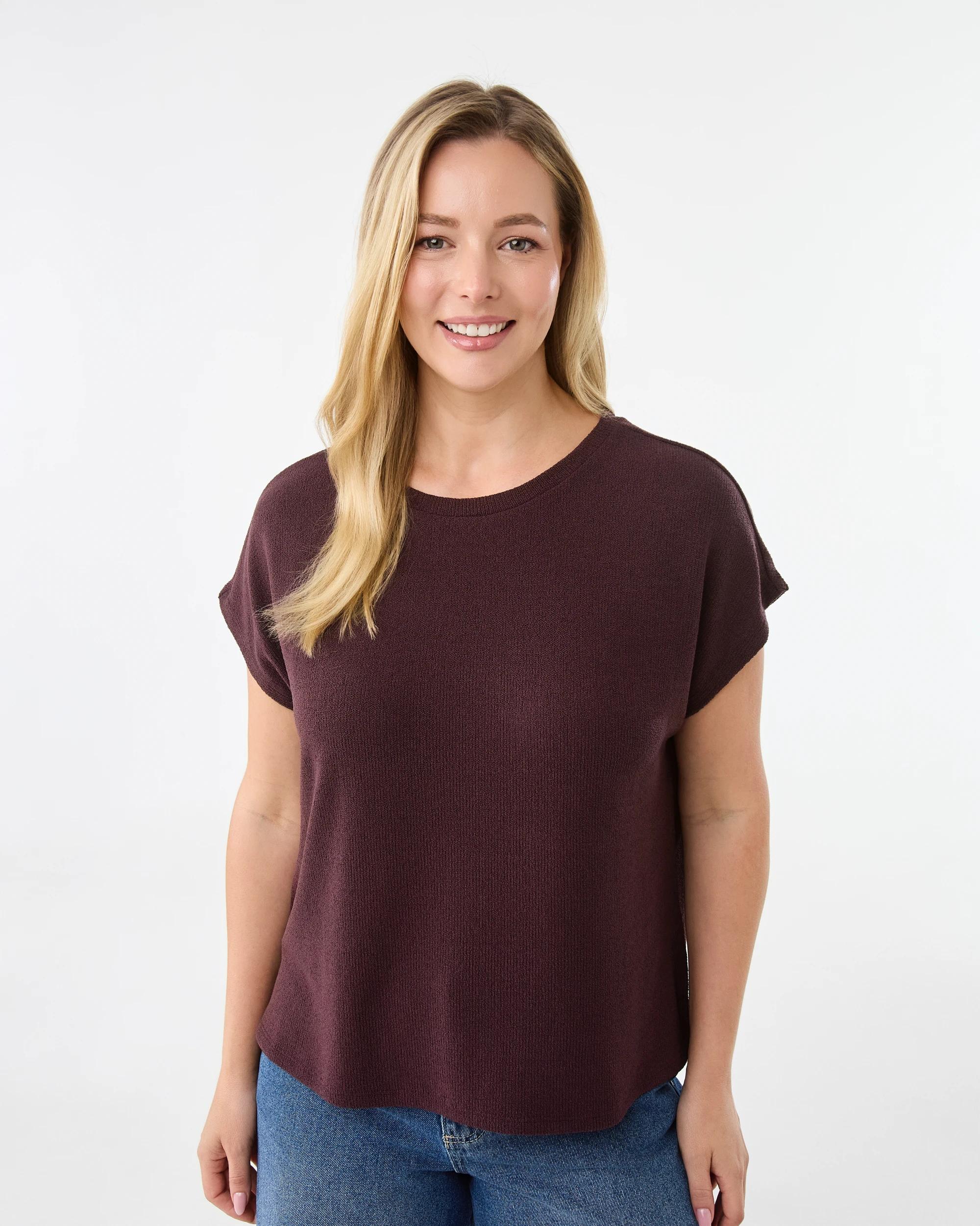 1 Short Extended Sleeve Textured Top Fudge, 1 of 6