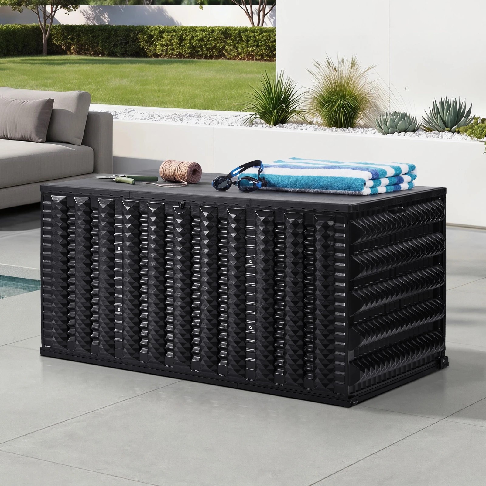 3 Livsip Outdoor Storage Box 490L Foldable Container Garden Bench Tool Sheds - Black, 3 of 7