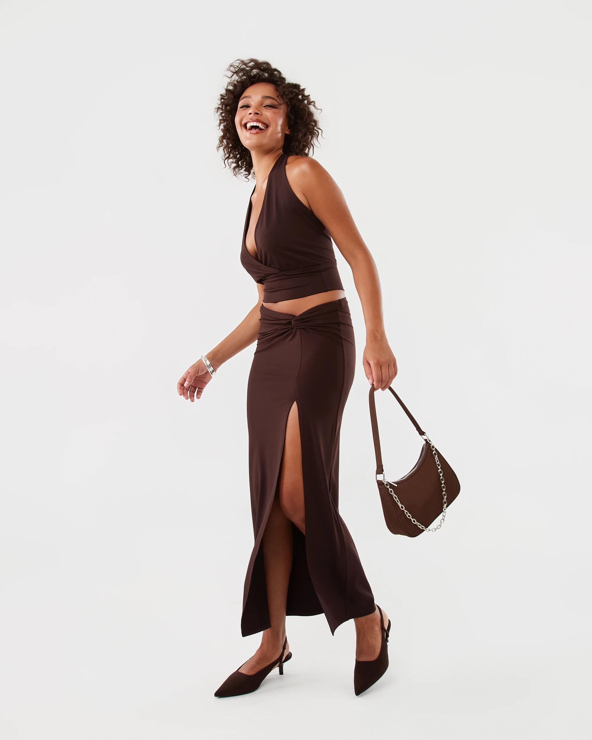 9 Jersey Halter Wrap Top Choc Plum, 9 of 9
