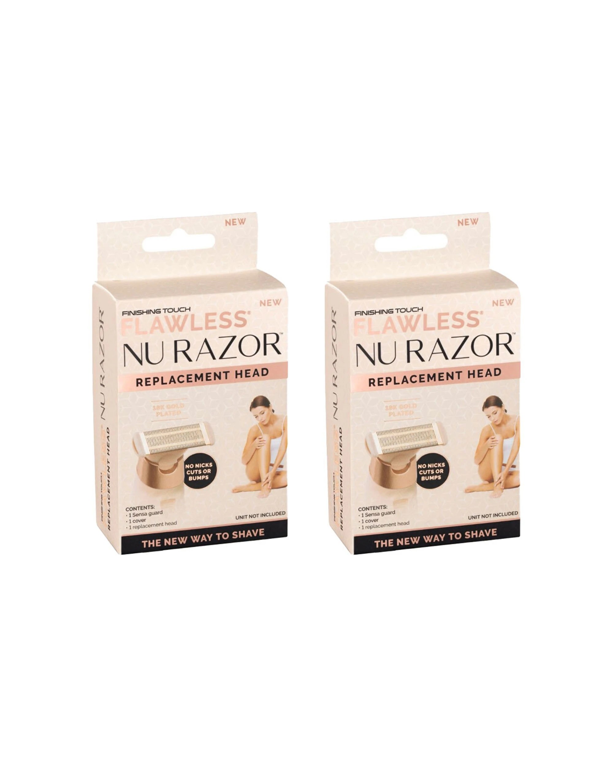 1 Flawless Finishing Touch Nu Razor Head Replacement With SensaGuard Cover 2PK - Pink, 1 of 3