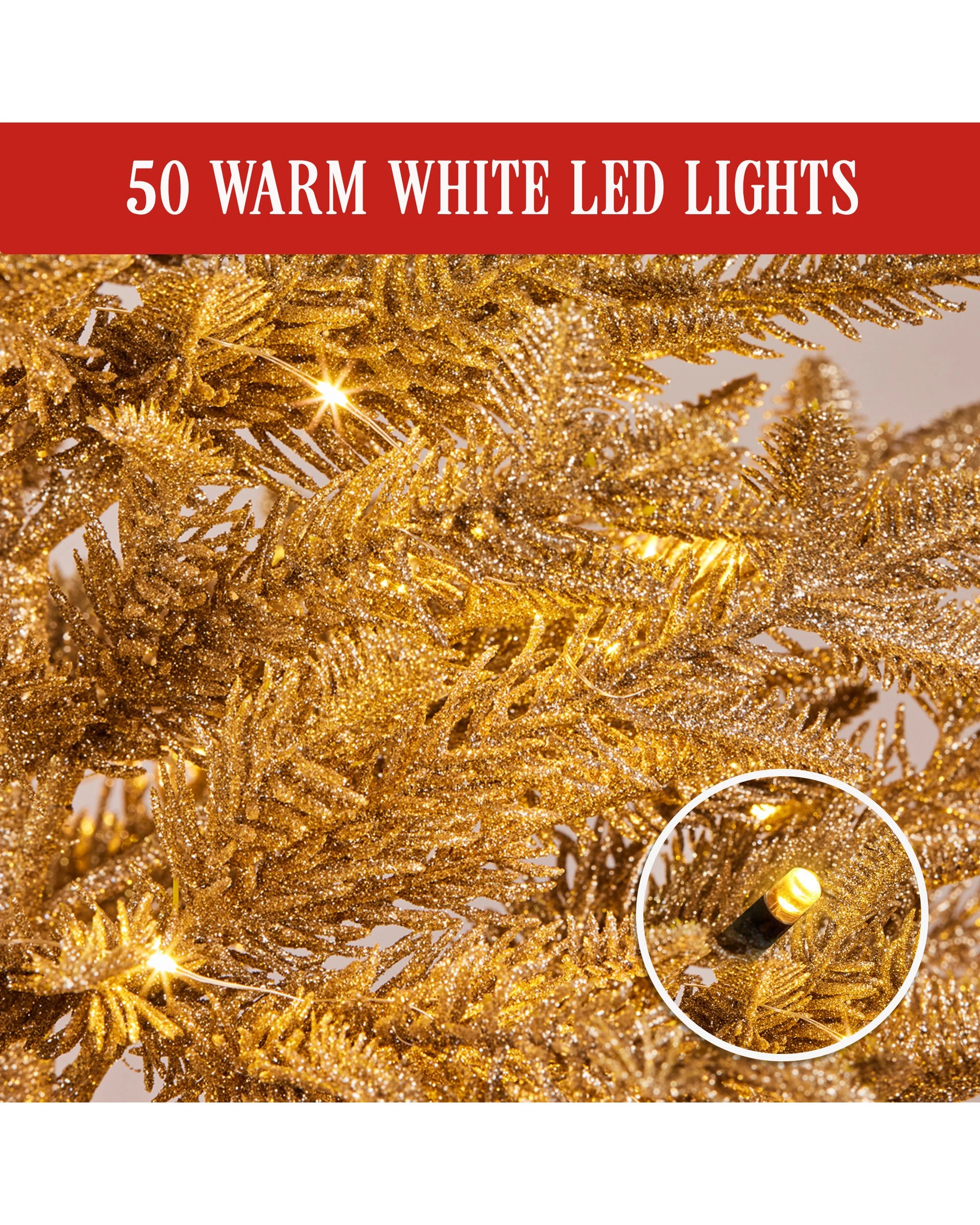 4 Christabelle 3ft Christmas Tree With Lights - Gold Fir In Hessian Base, 4 of 6