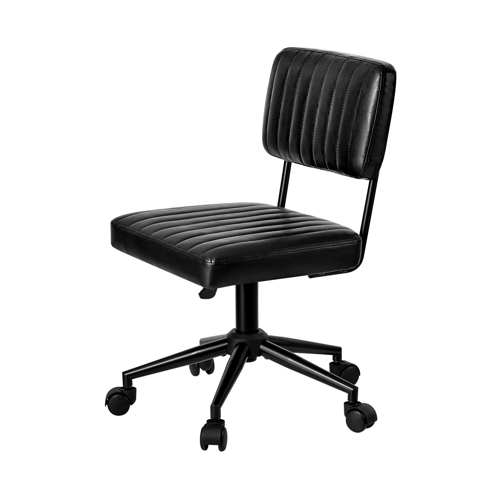 7 Oikiture Mid Back Armless Office Chair Swivel Computer Gaming Seat Leather - Black, 7 of 7