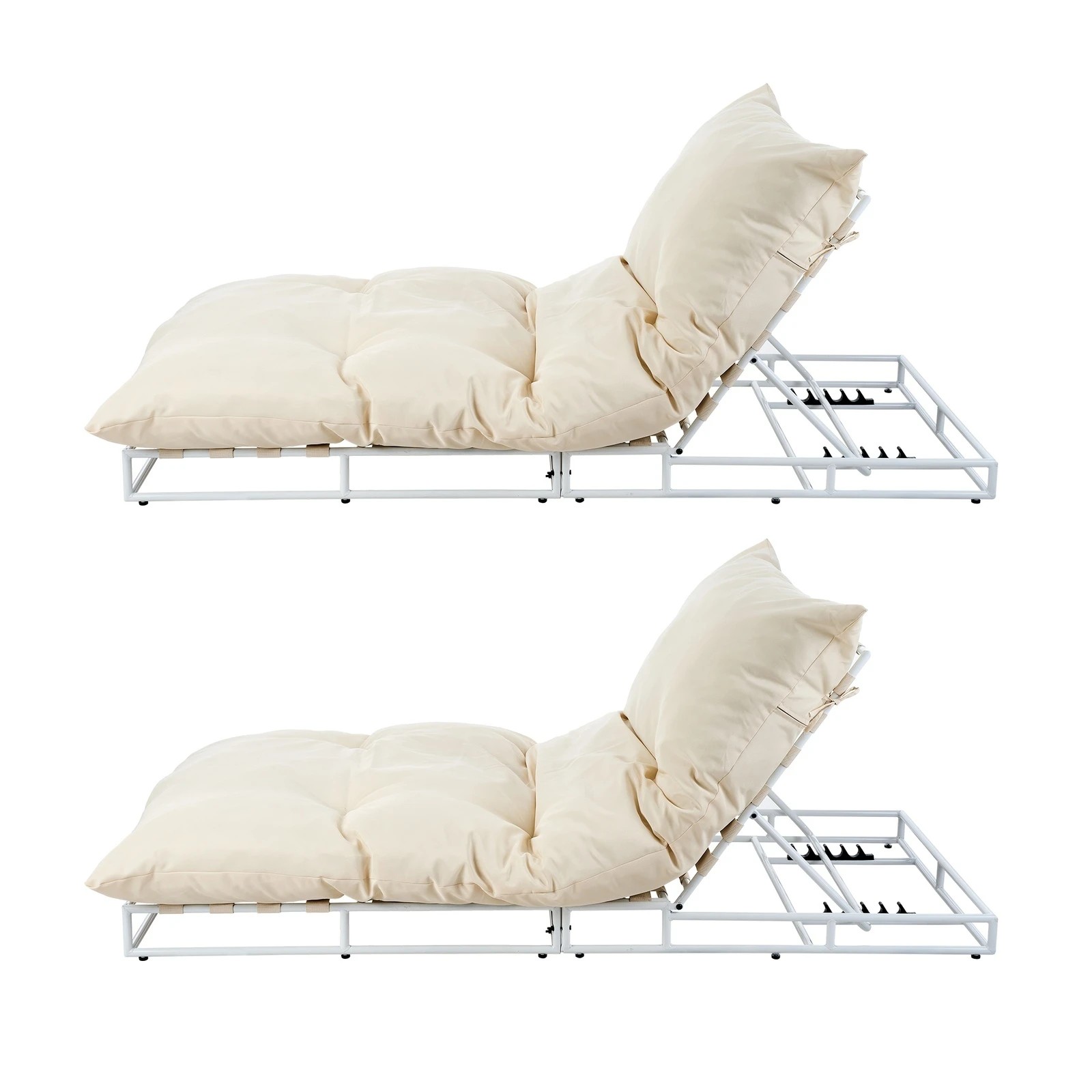 7 Livsip 2pcs Outdoor Sun Lounge Day Bed Patio Garden Chairs
 - Beige, 7 of 9