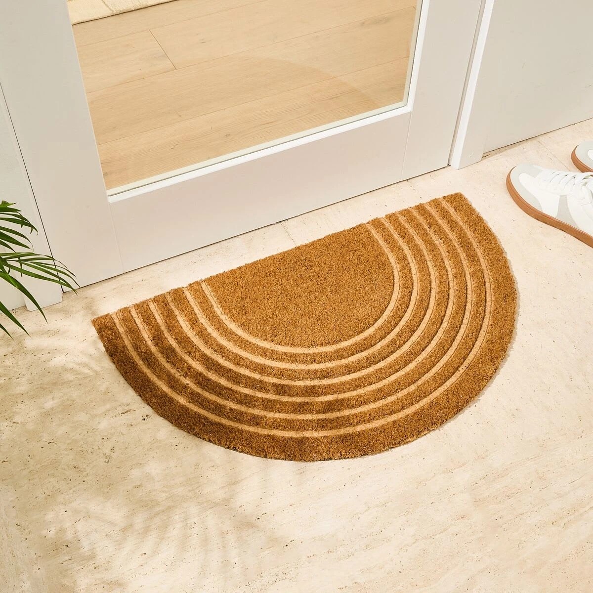 1 Embossed Semi Circle Door Mat - 75cm x 45cm, 1 of 5