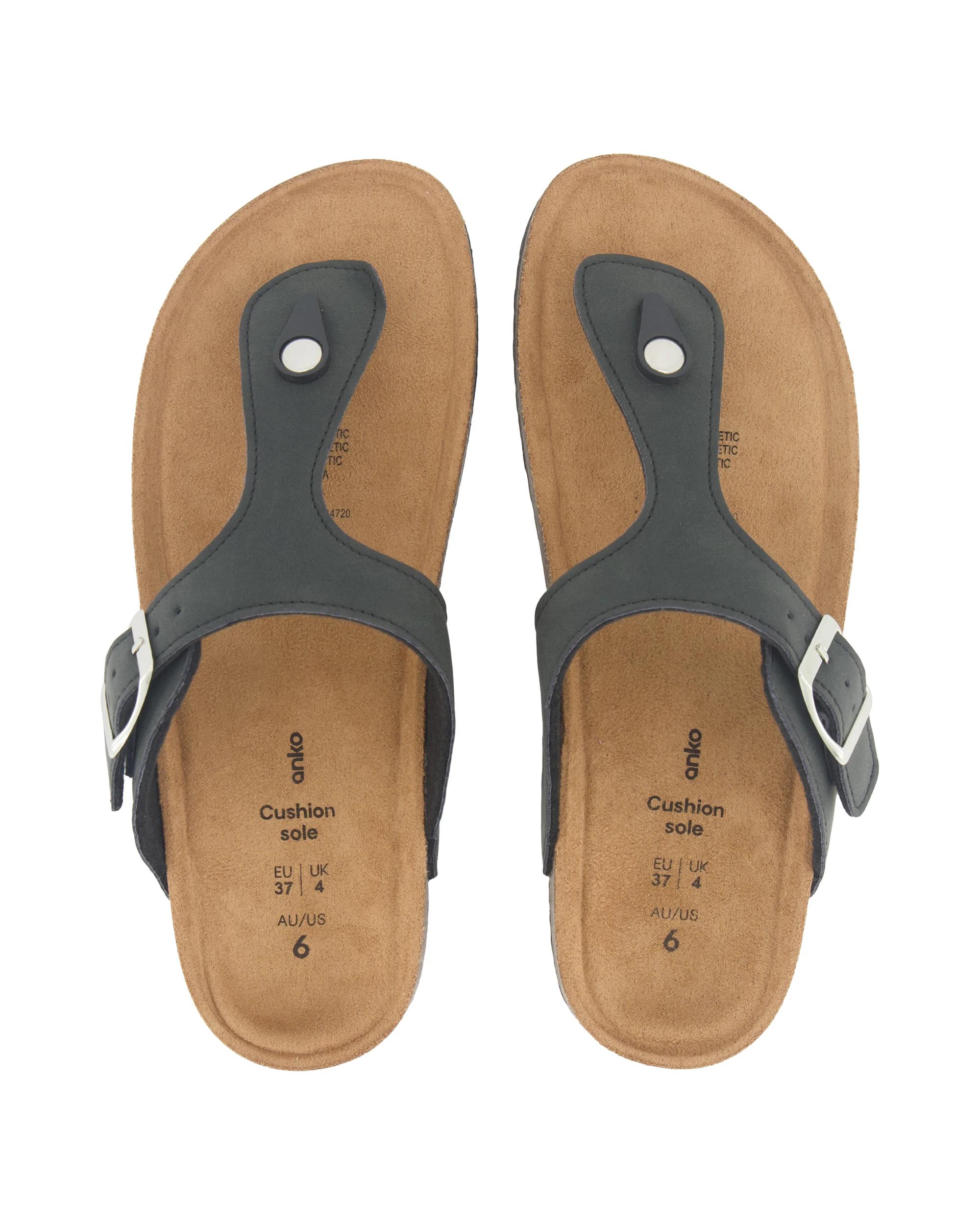2 Footbed Toe Post Slides Black, 2 of 3