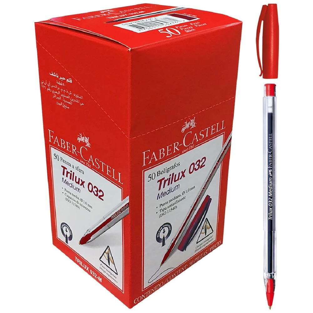 1 Faber-Castell Trilux Ballpoint Pens Red 50 Pack, 1 of 4