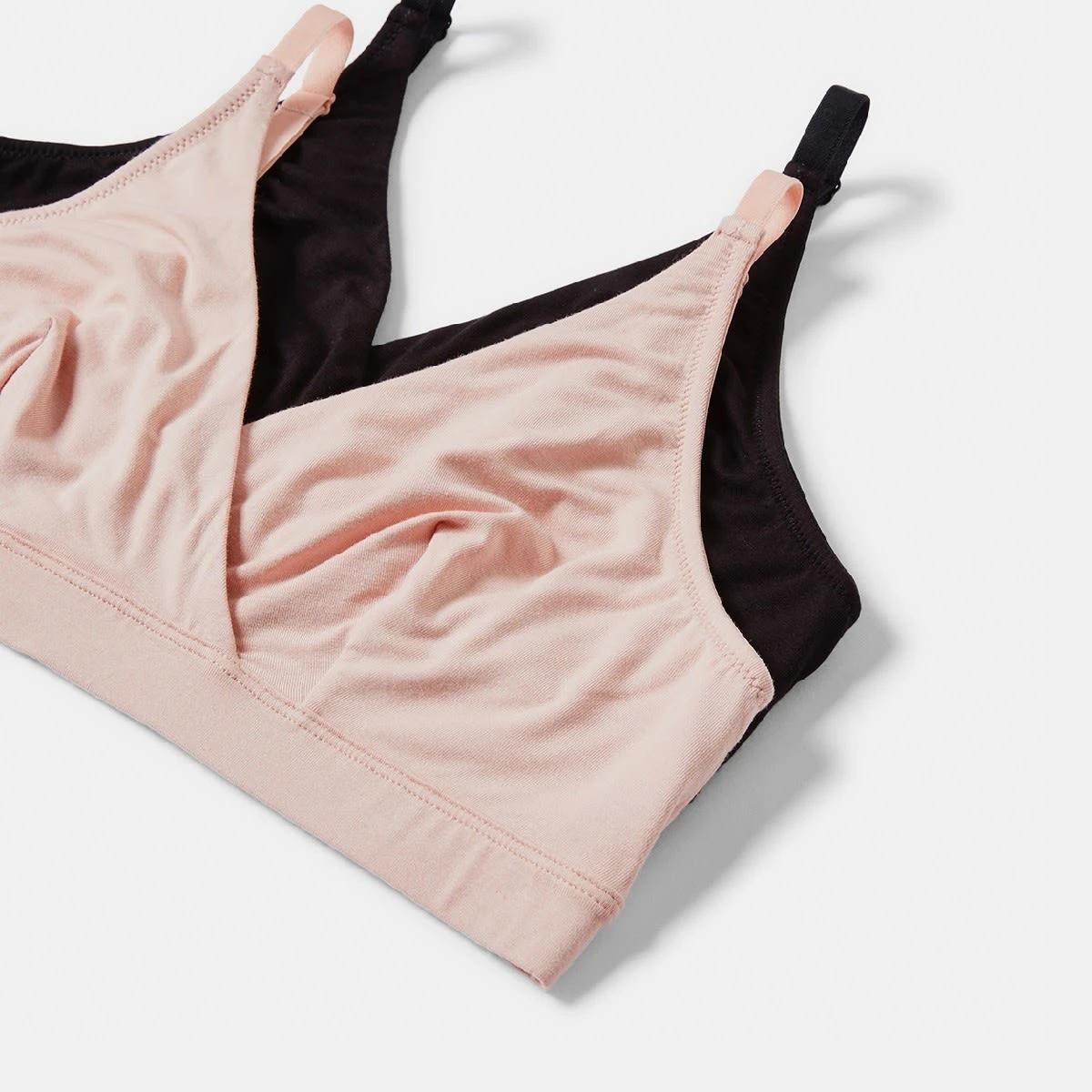 3 2 Pack Maternity Wirefree Crossover Crop Top OYSTER PINK, BLACK, 3 of 4