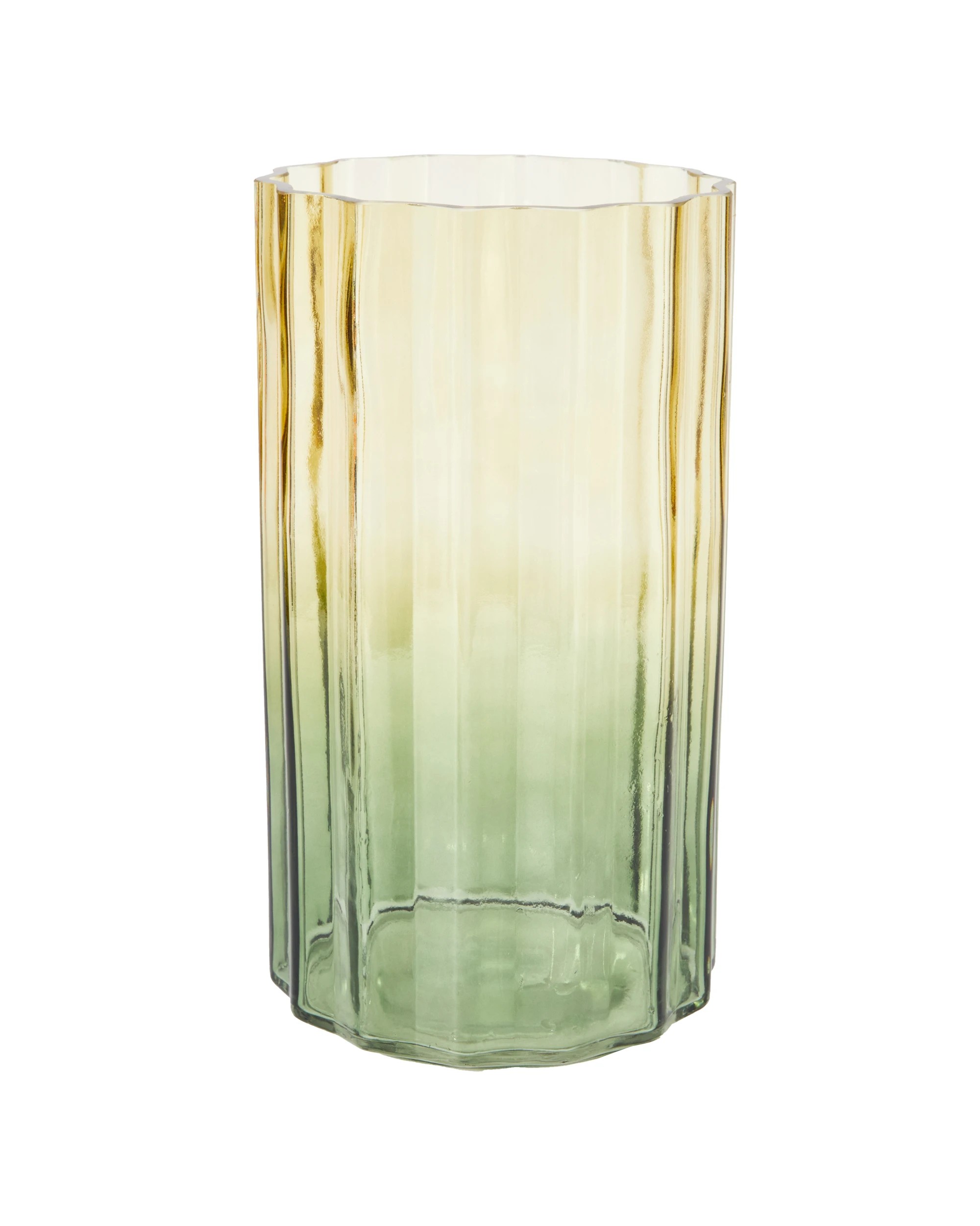 3 Green Wavy Ombre Glass Vase, 3 of 5