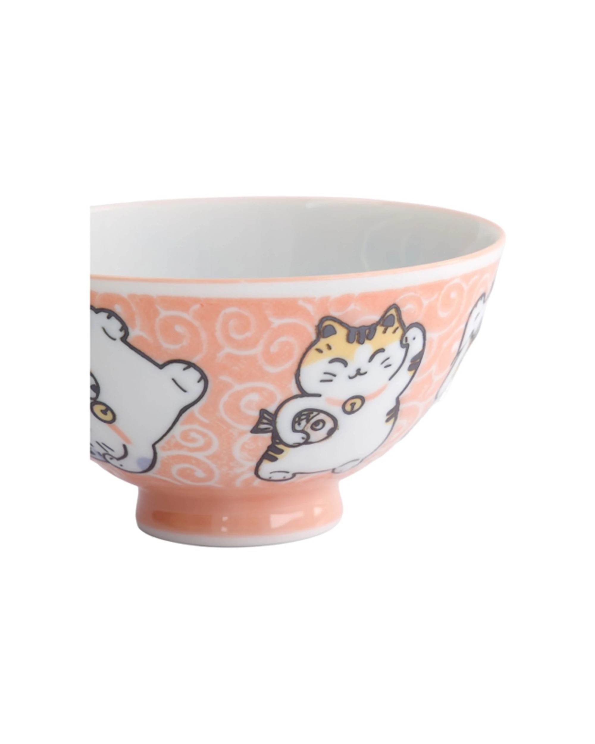 2 Tokyo Design 2PK Kawaii Rice Bowl Neko Cat Ceramic Tableware 11.5cm Fish - Pink, 2 of 4