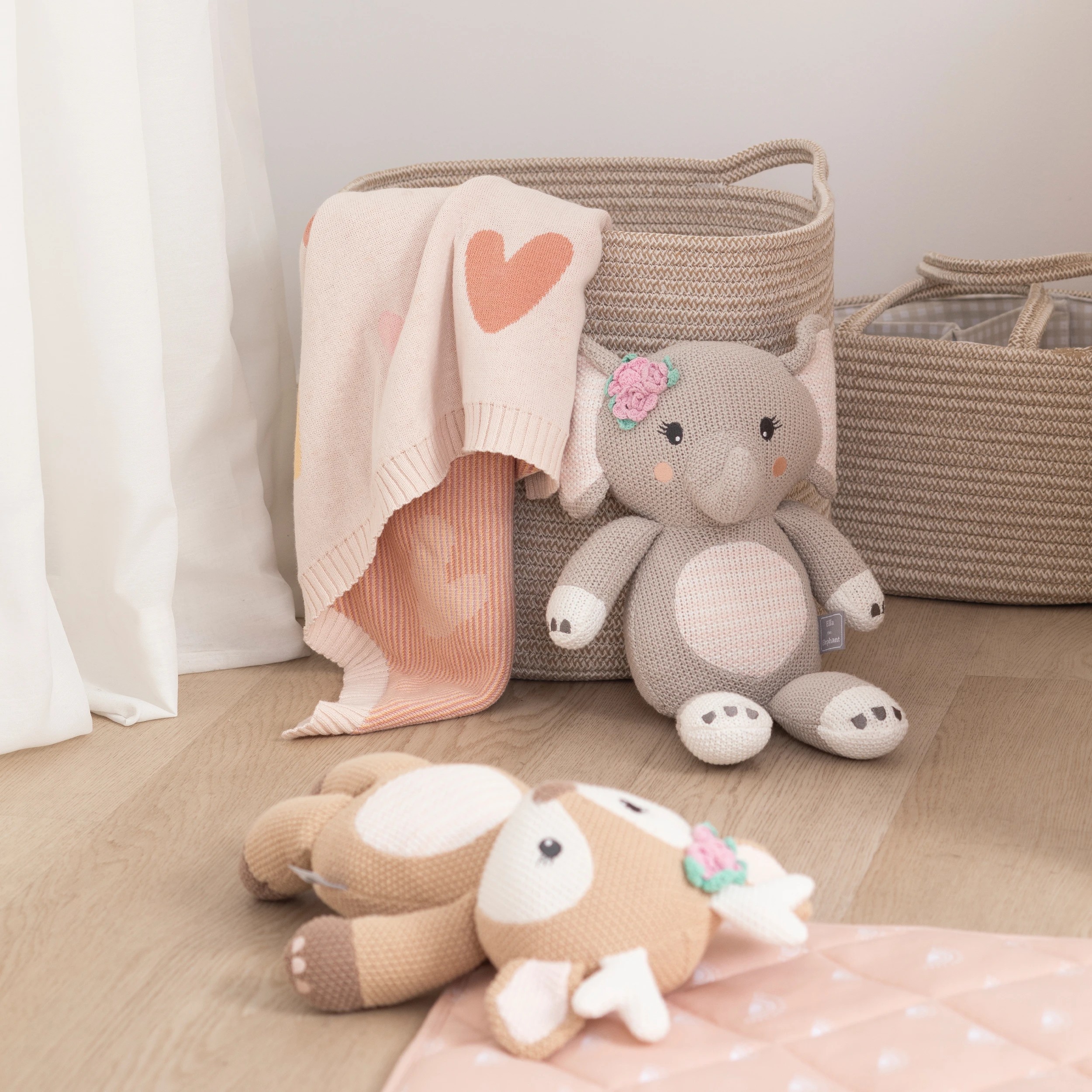 2 Living Textiles Natural Cotton Rope Baby Nappy Caddy, 2 of 3