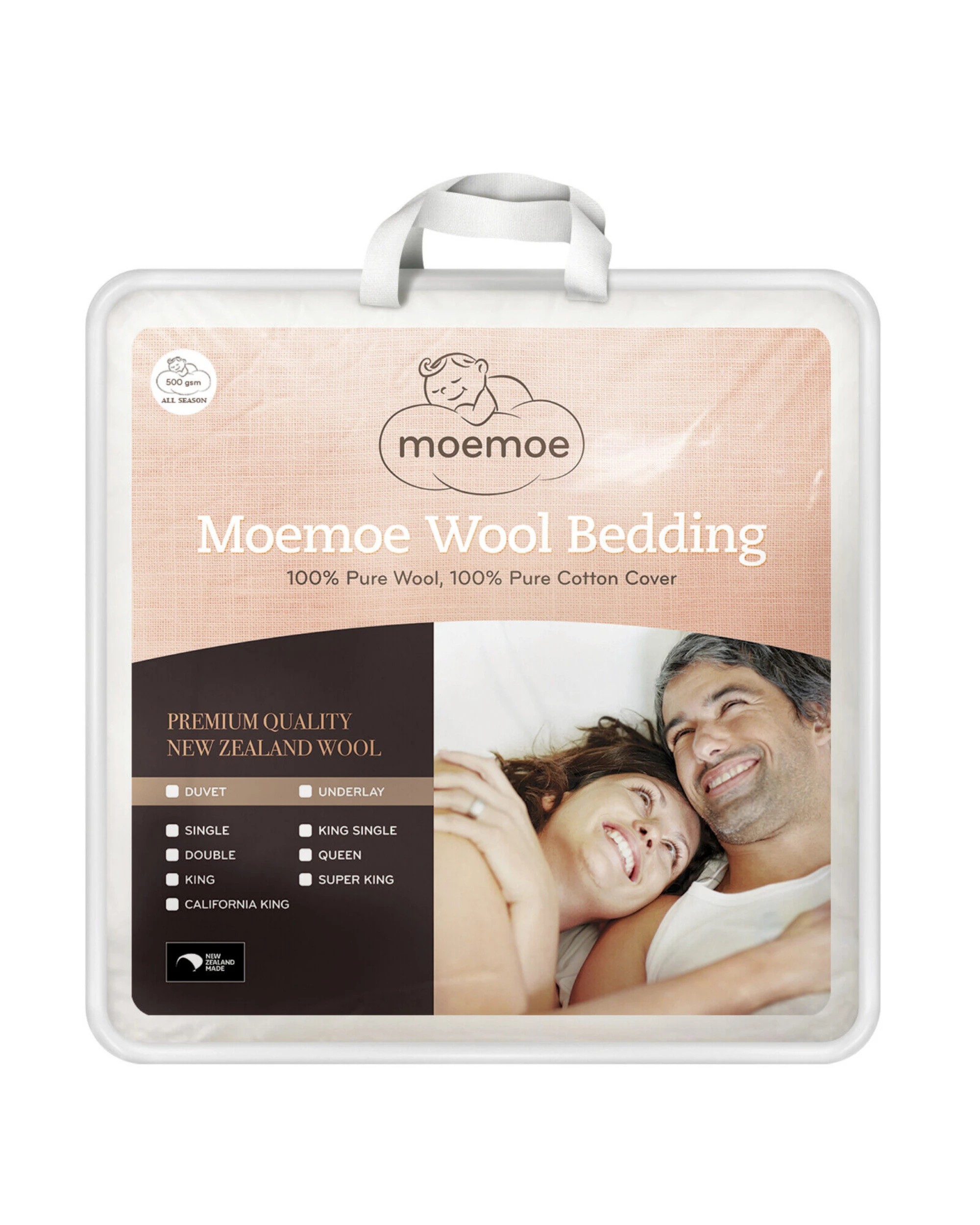 1 Moemoe 100% New Zealand Wool Mattress Topper/Underlay - King Bed - White, 1 of 1