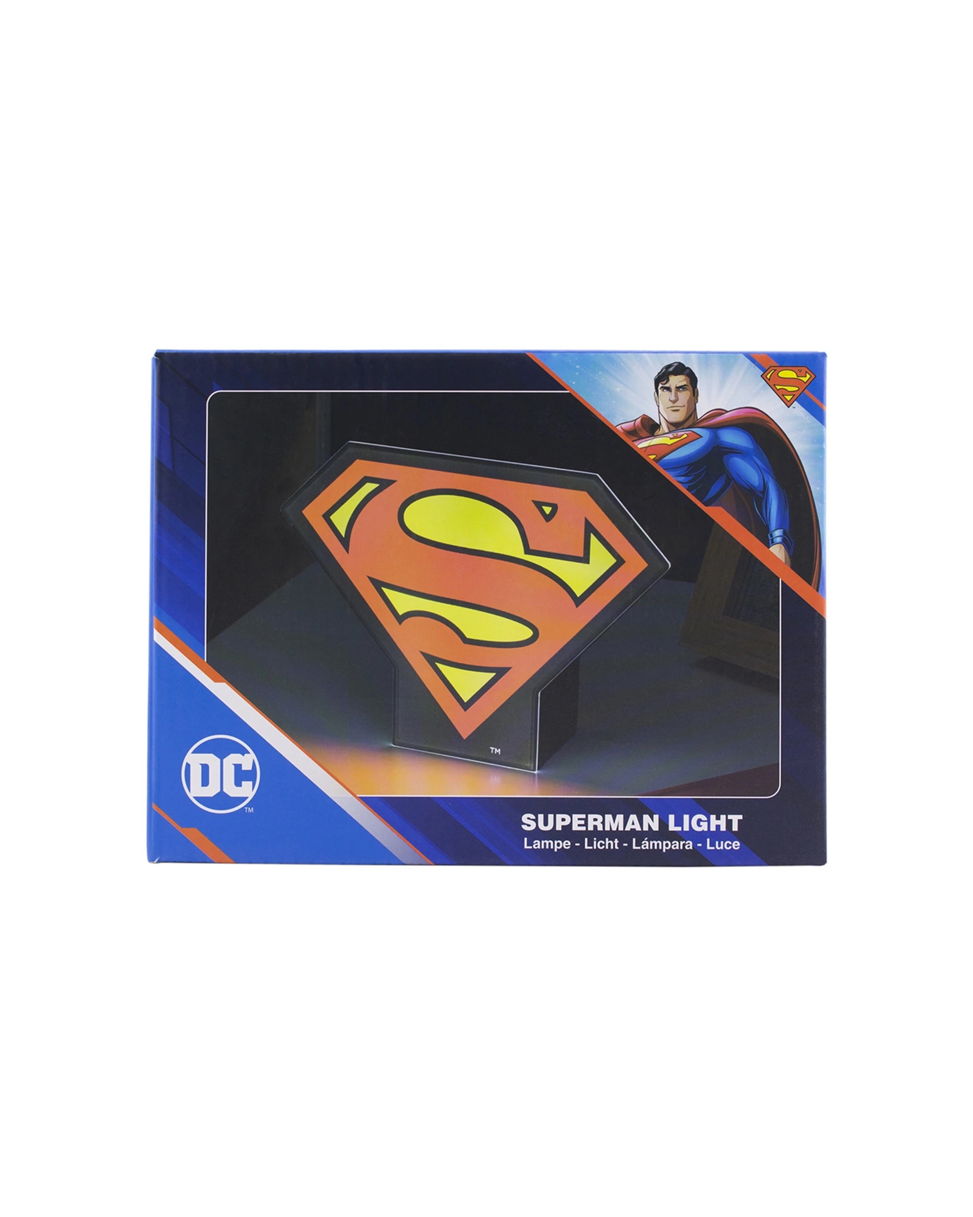 1 Paladone 17cm Superman Themed Box Light Kids Children Bedroom Decor Desk Lamp - Multi, 1 of 4
