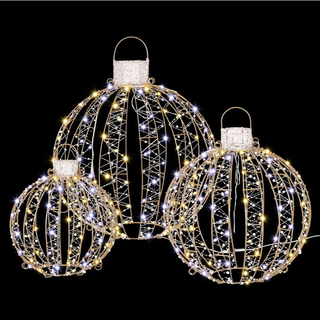 1 Jingle Jollys Christmas Lights 360 Led Fairy Light 3pcs Ball Decorations Set Led String Lights Indoor Outdoor - White, 1 of 7