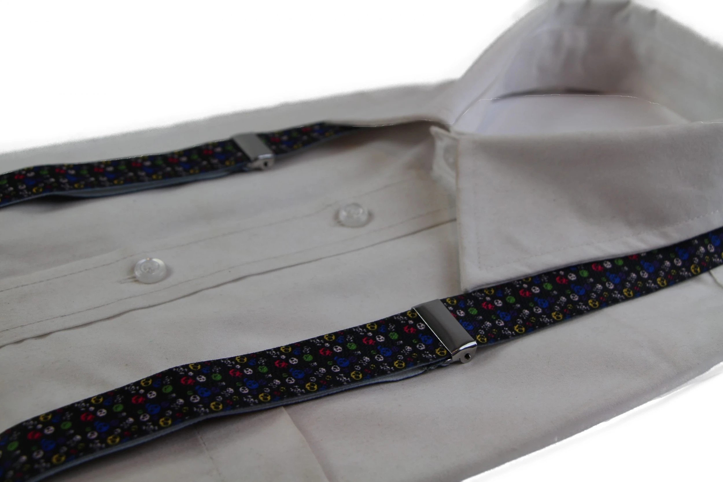 5 Zasel Mens Adjustable Rainbow Skulls Patterned Suspenders - Multi - Multi, 5 of 5