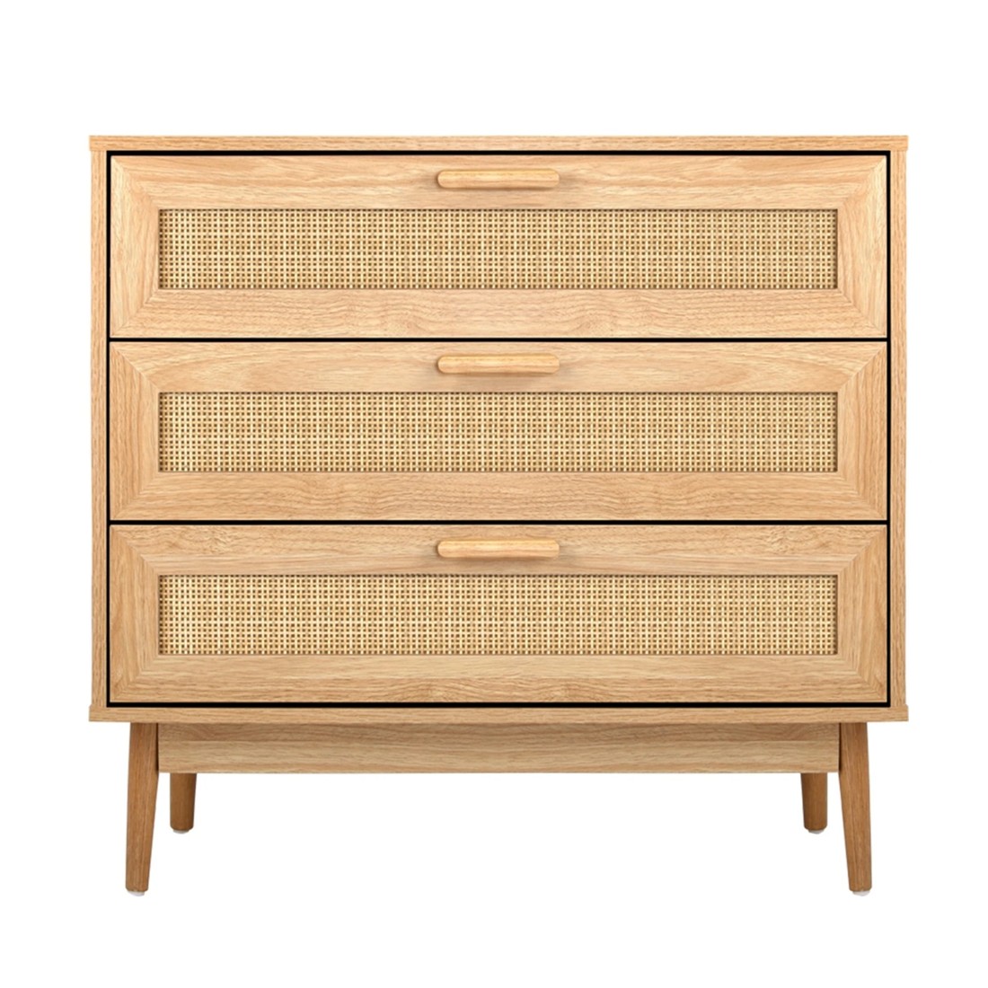8 Oikiture 3 Chest Of Drawers Storage Cabinet Dresser Rattan Lowboy
 - Natural, 8 of 10