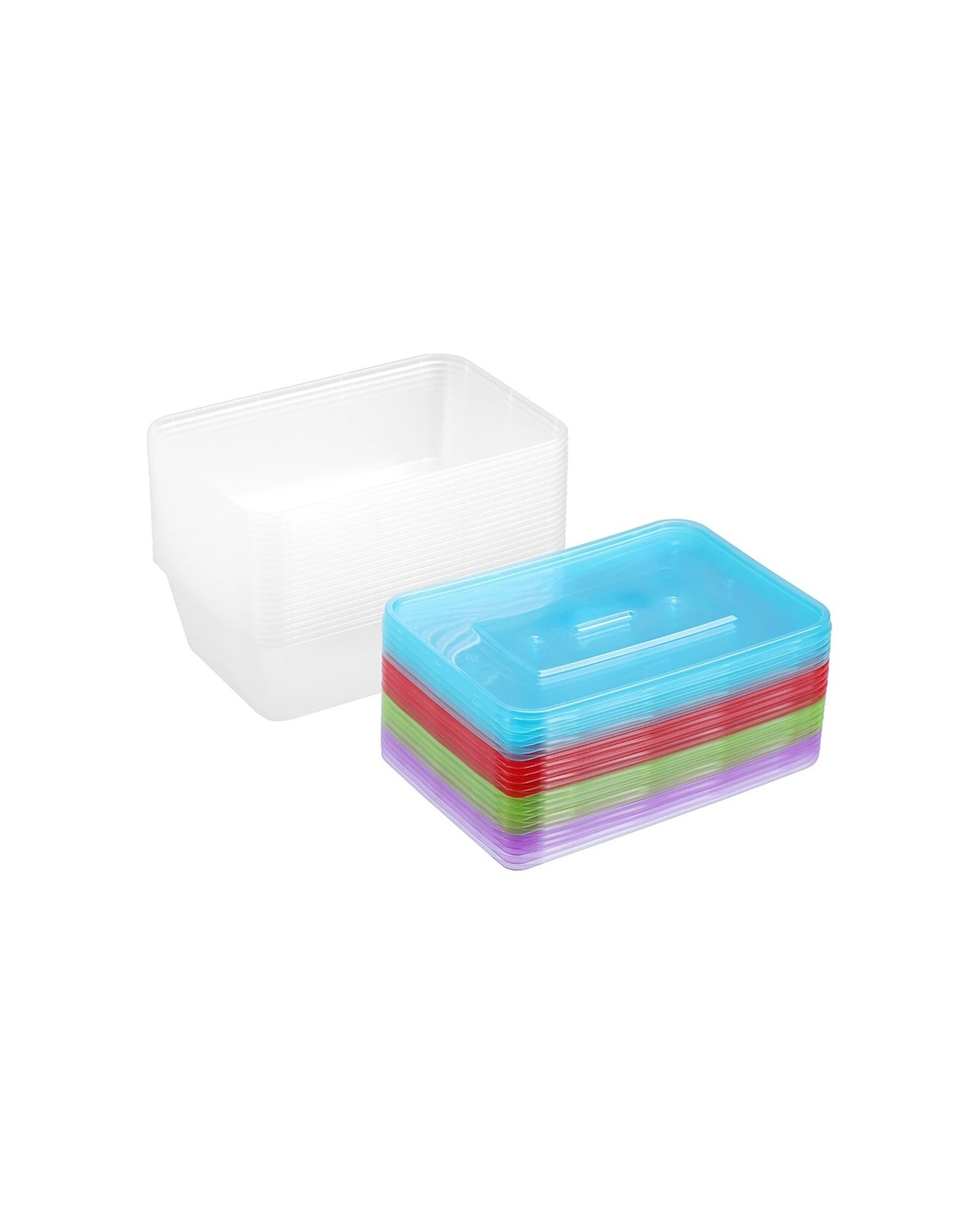 4 20pk Lemon & Lime Rectangle 750ml Reusable Food/meal Container W/ Coloured Lids
 - Multi, 4 of 8