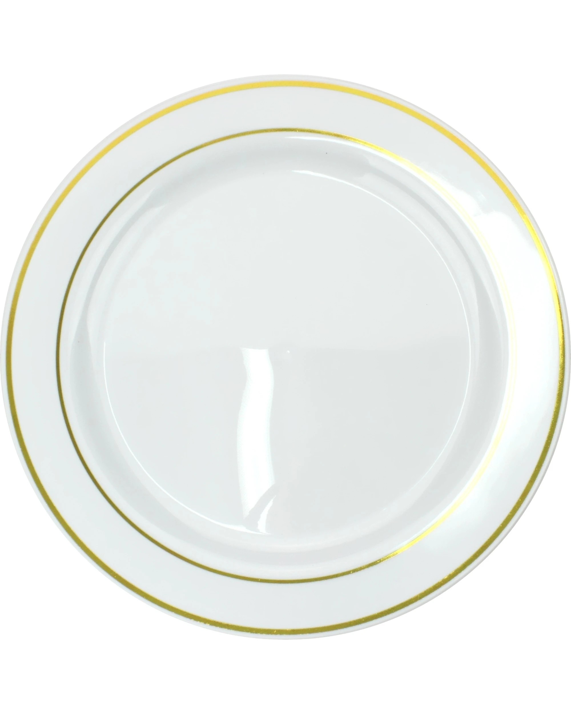 1 Partyware Gold Dual Trim Large Plastic Plates Pack of 6 - Gold, 1 of 1