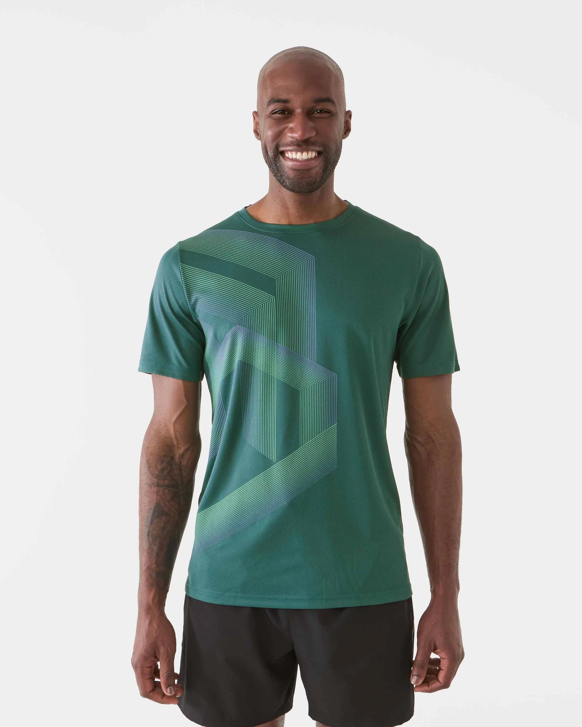 1 Active Mens Printed T-shirt Diamondgrn, 1 of 7