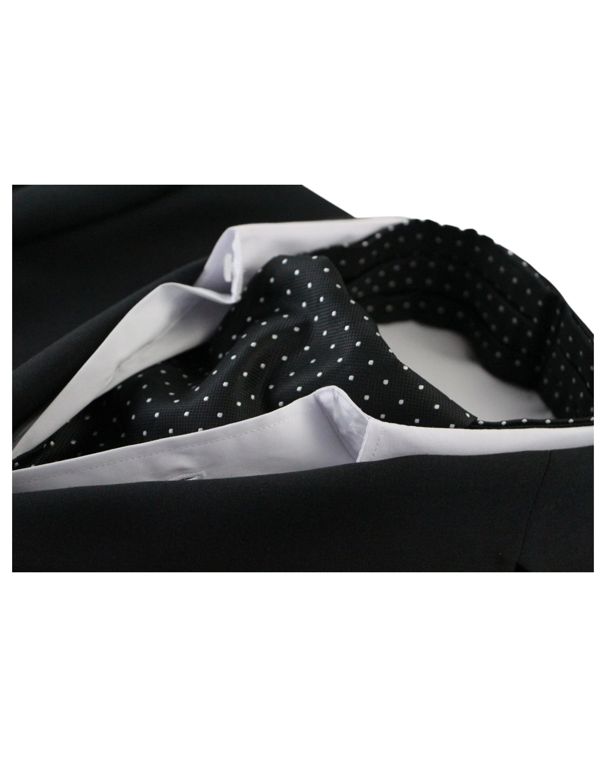 1 Zasel Mens Black & Silver Mini Polka Dot Cravat - Multi, 1 of 4