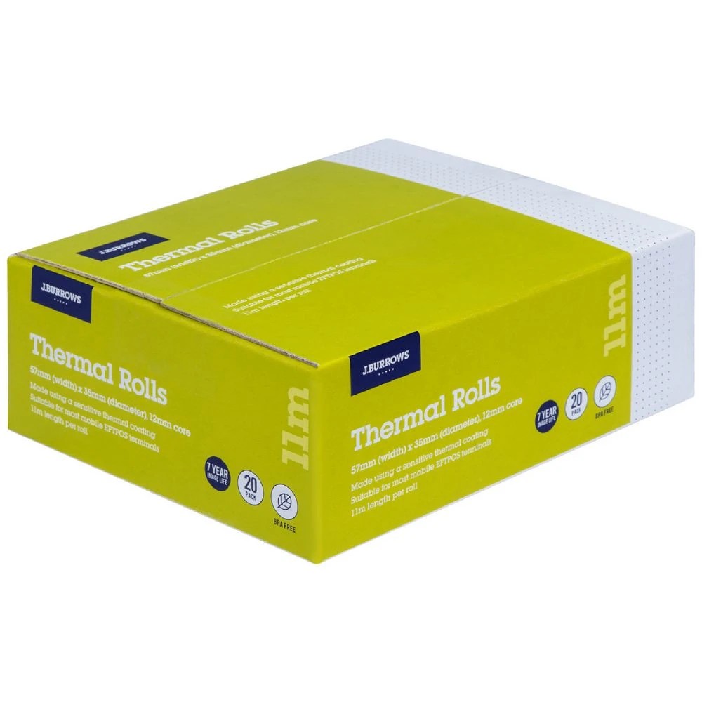 1 J.Burrows Thermal Rolls 57 x 35mm 20 Pack BPA Free, 1 of 1