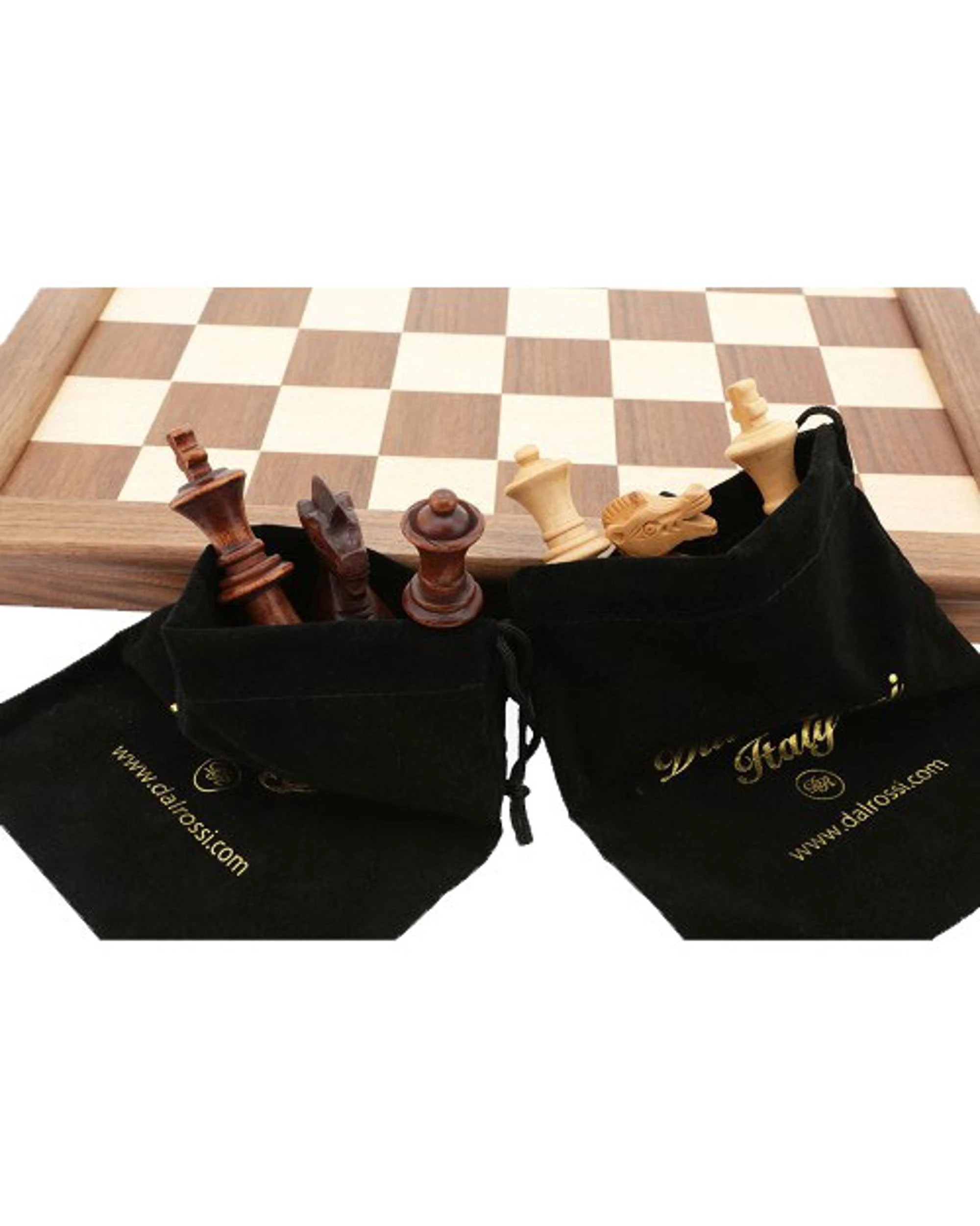 3 Dal Rossi 18 inch Folding Inlaid Walnut Chess Set, 3 of 4