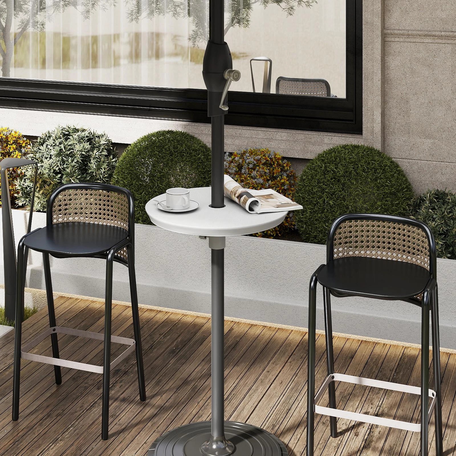 2 Costway 50cm Outdoor Umbrella Table for 38/48 mm Umbrella Pole Round Table Tray - White, 2 of 5