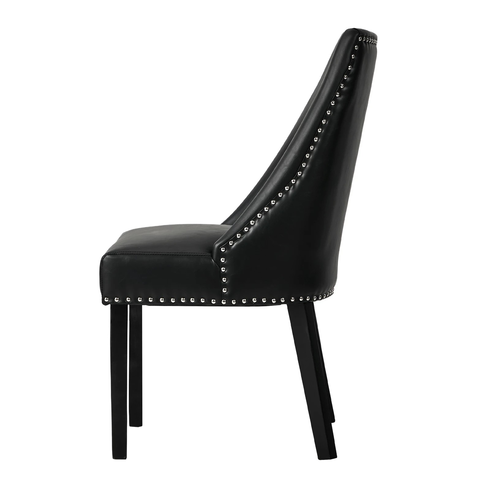 8 Oikiture 2PCs PU Leather Dining Chair Kitchen Padded Seat Winglet Design - Black, 8 of 9
