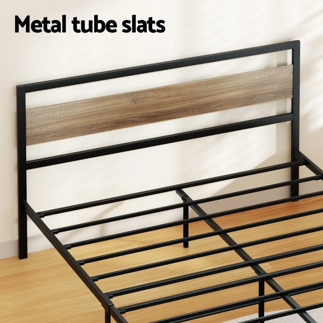 6 Artiss Bed Frame Double Size Metal Frame  DREW - Black, 6 of 7