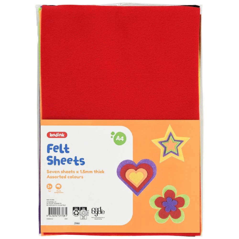 1 Kadink Felt Sheets A4 7 Pack, 1 of 3